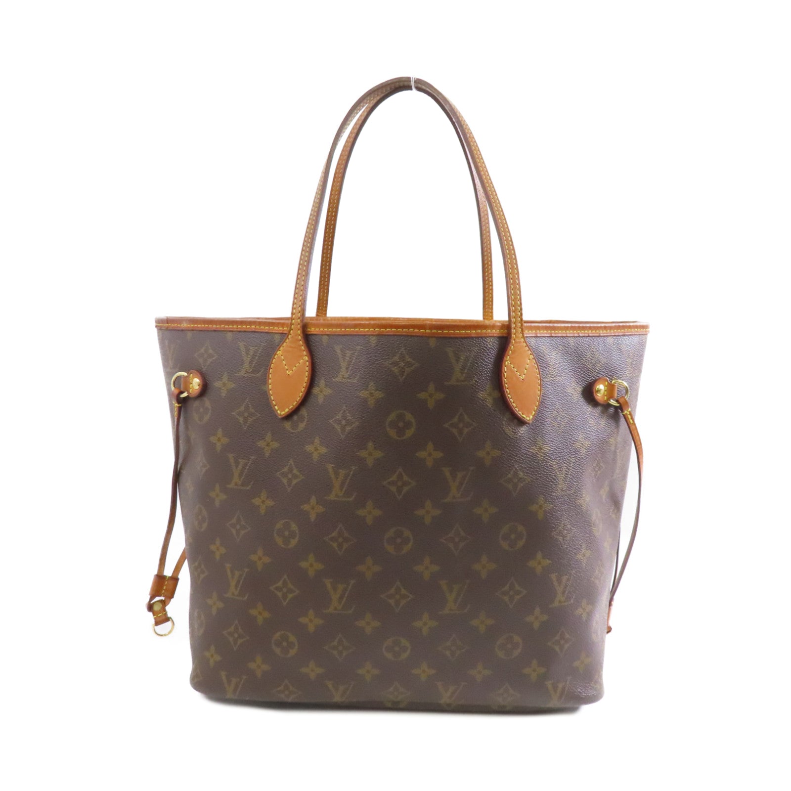 LOUIS VUITTON Monogram Neverfull MM金扣手挽袋啡色