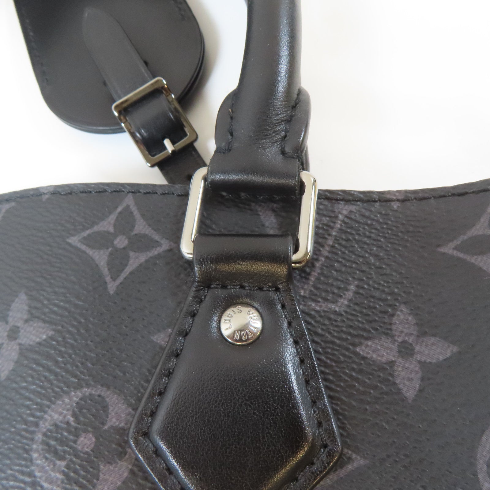 LOUIS VUITTON Monogram Eclipse Grand Sac銀扣手挽袋黑色