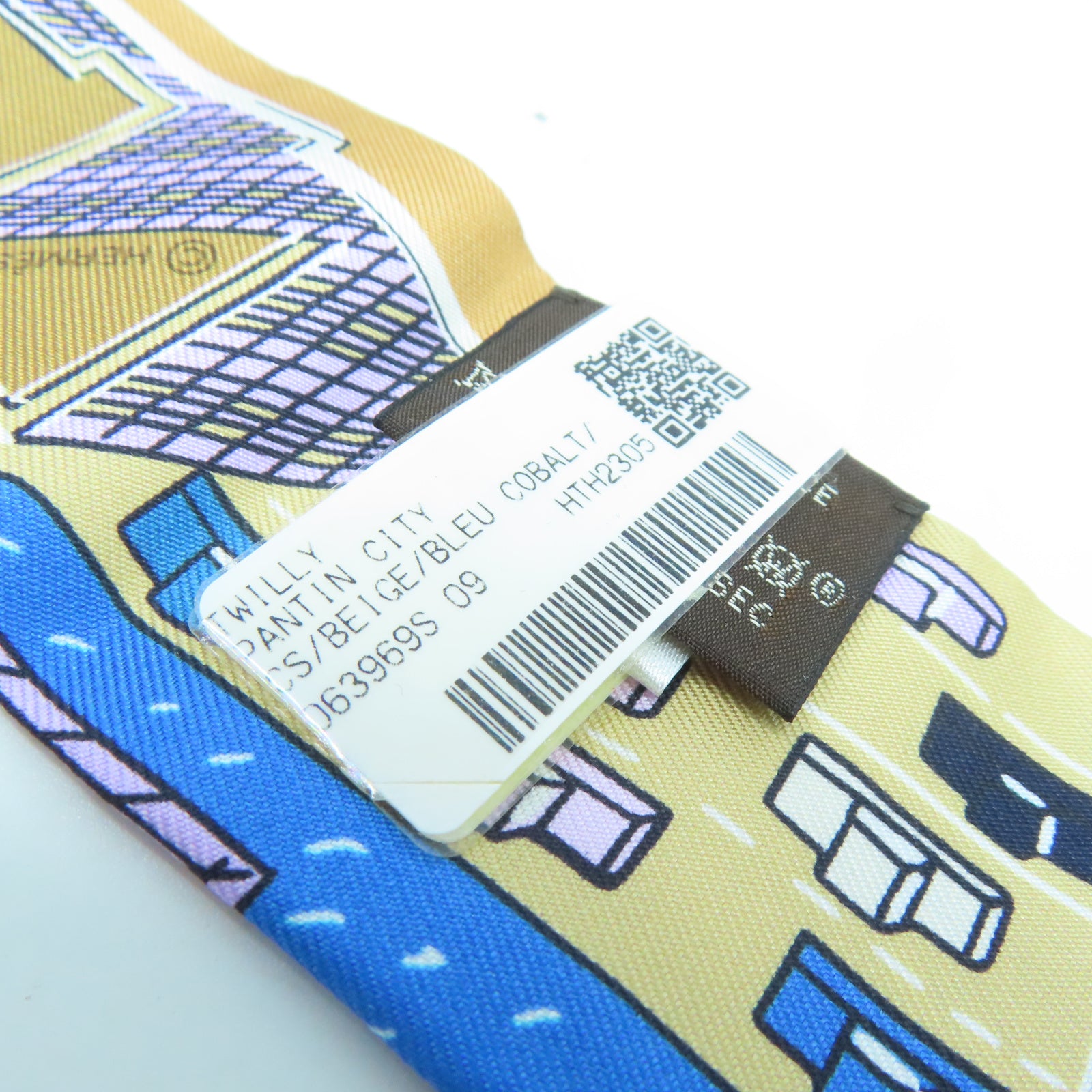 HERMES 【激減優惠】絲質Twilly Scarf絲巾藍色/綠色