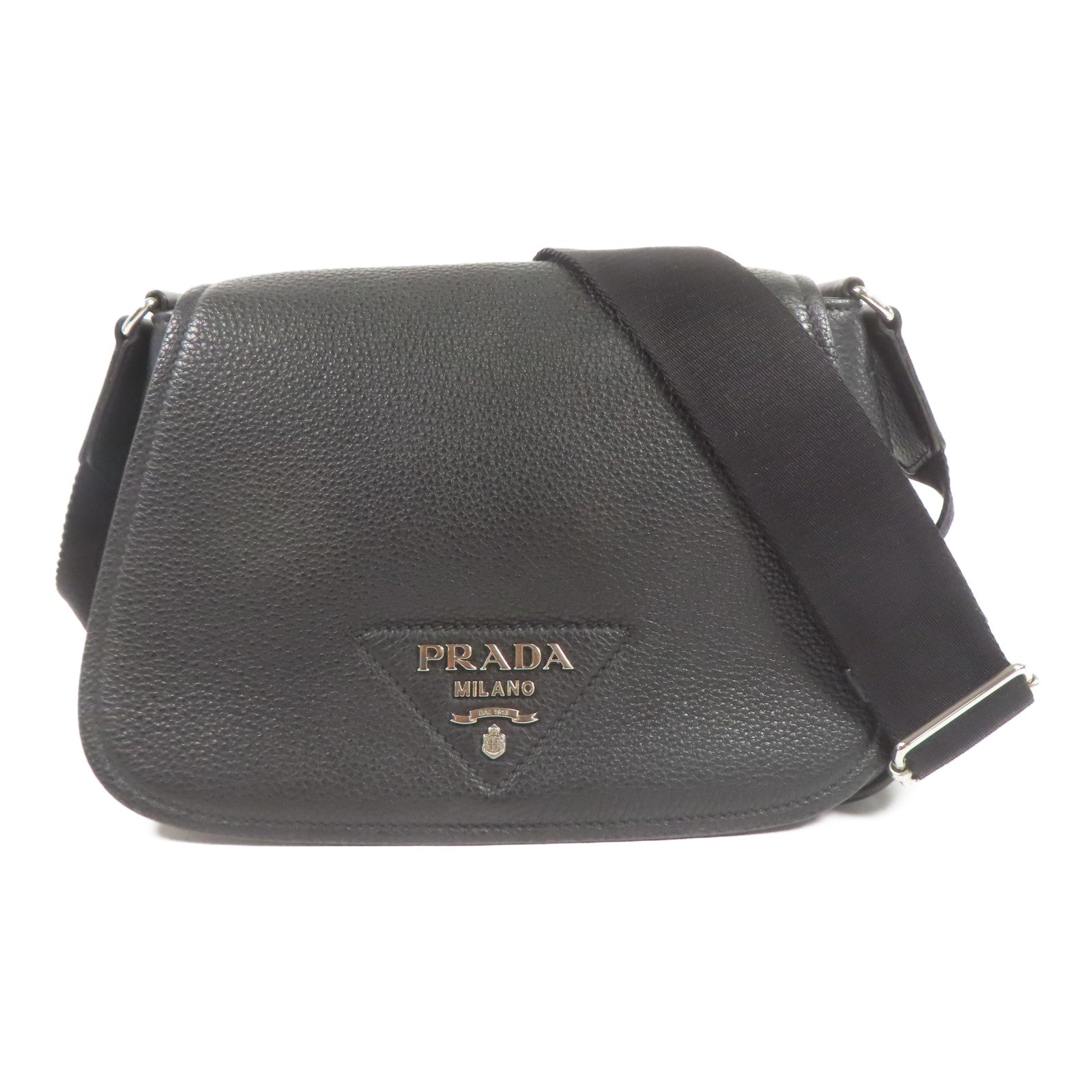 PRADA 牛皮皮革Shoulder Bag銀扣肩背袋