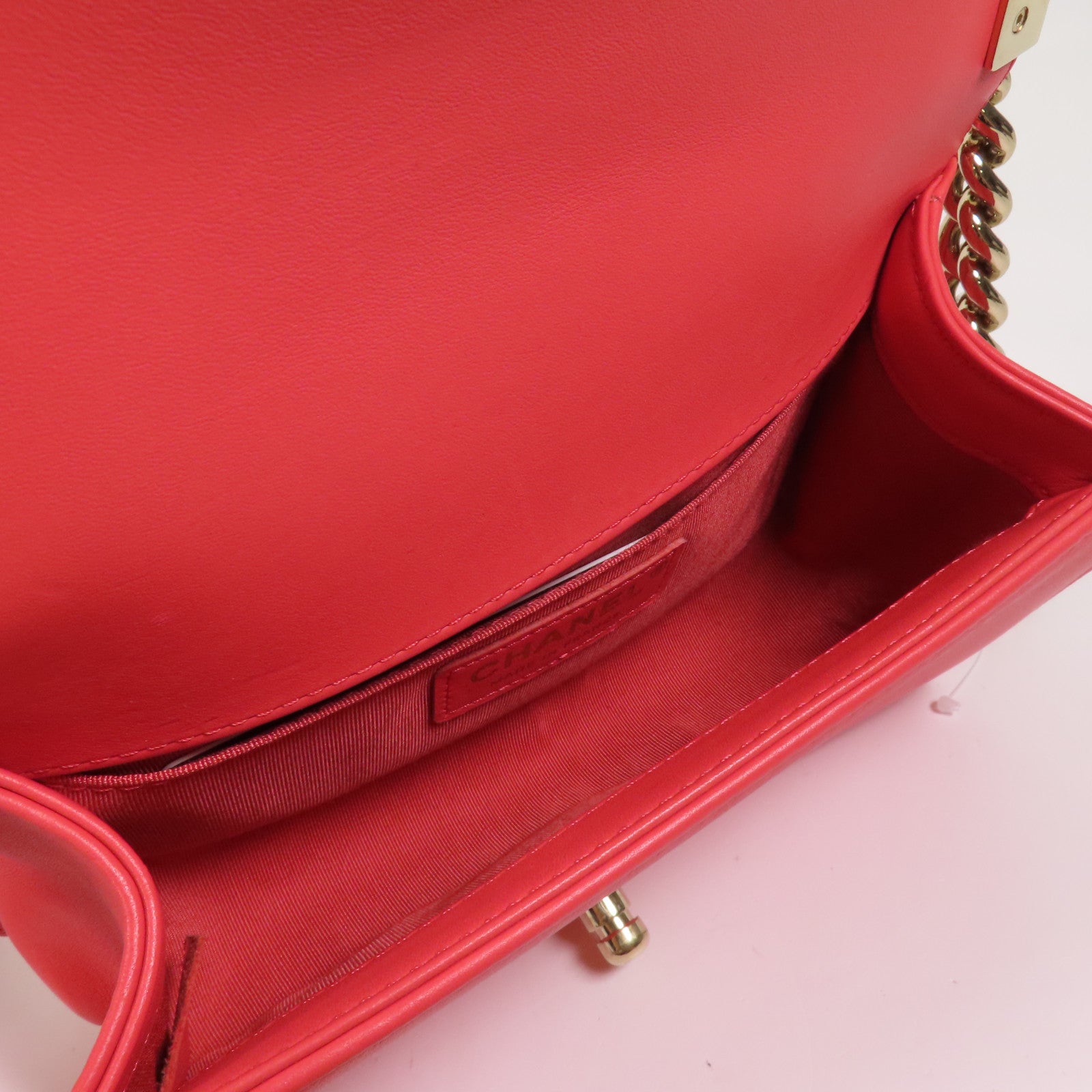 CHANEL Tweed/羊皮皮革Boy 20金扣鏈帶肩背袋