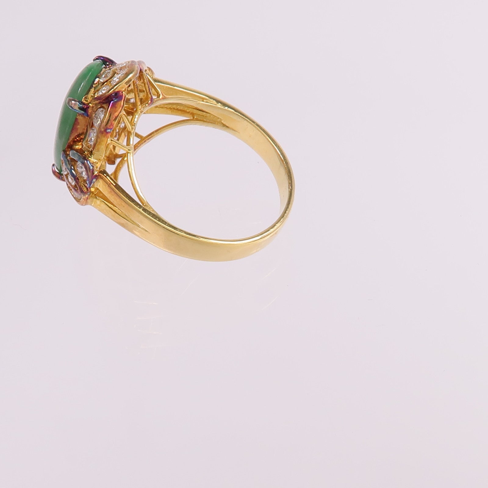 JEWELRY 18K黃金Jade Diamond Ring翡翠/鑽石戒指US#5.75