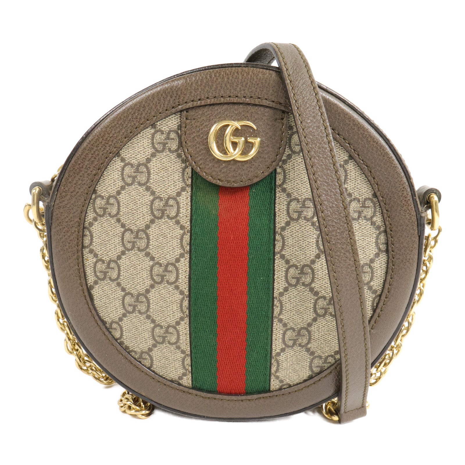 GUCCI 塗層帆布Ophidia Mini GG Round Bag鏈帶肩背袋