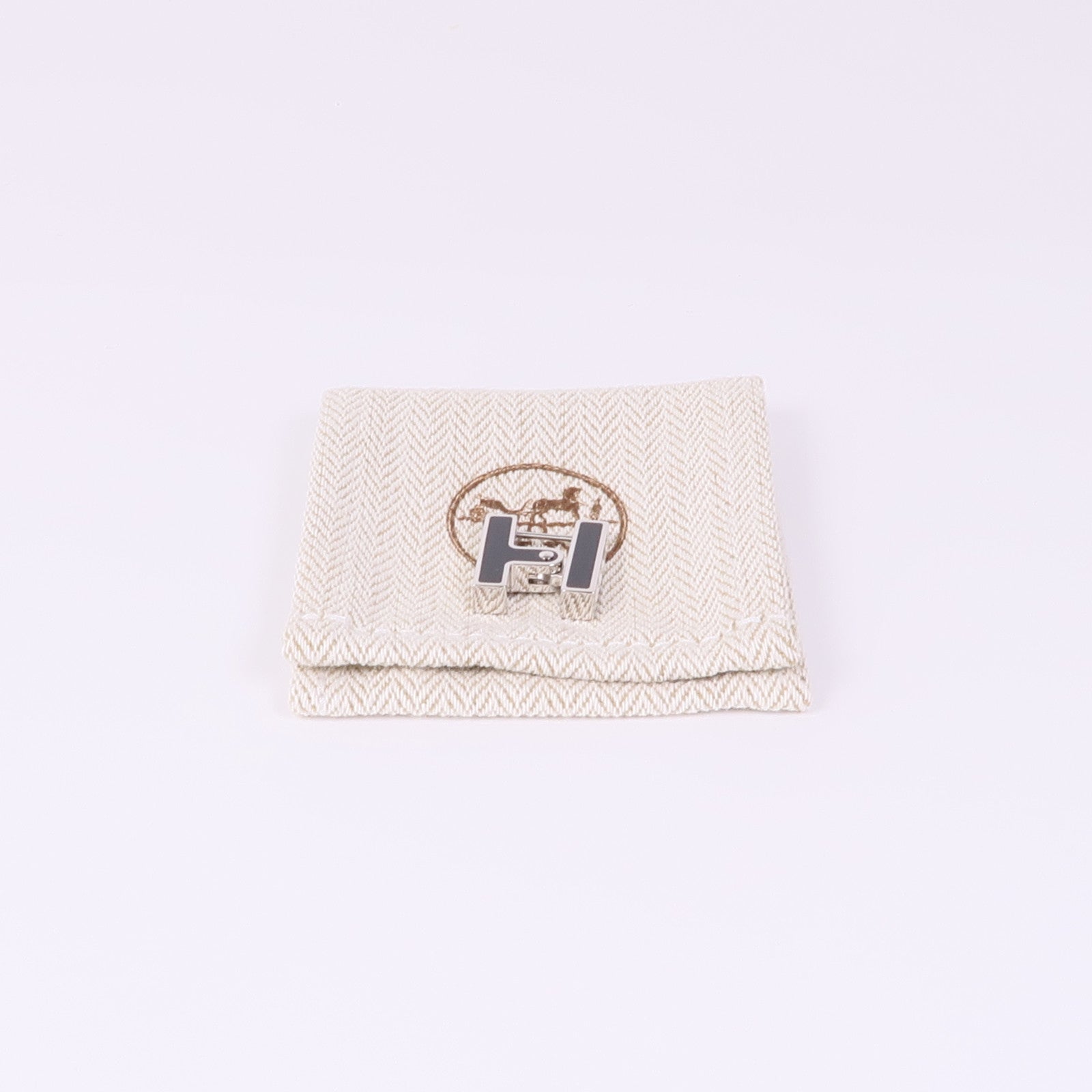 HERMES Habascule Earrings Metal Noir