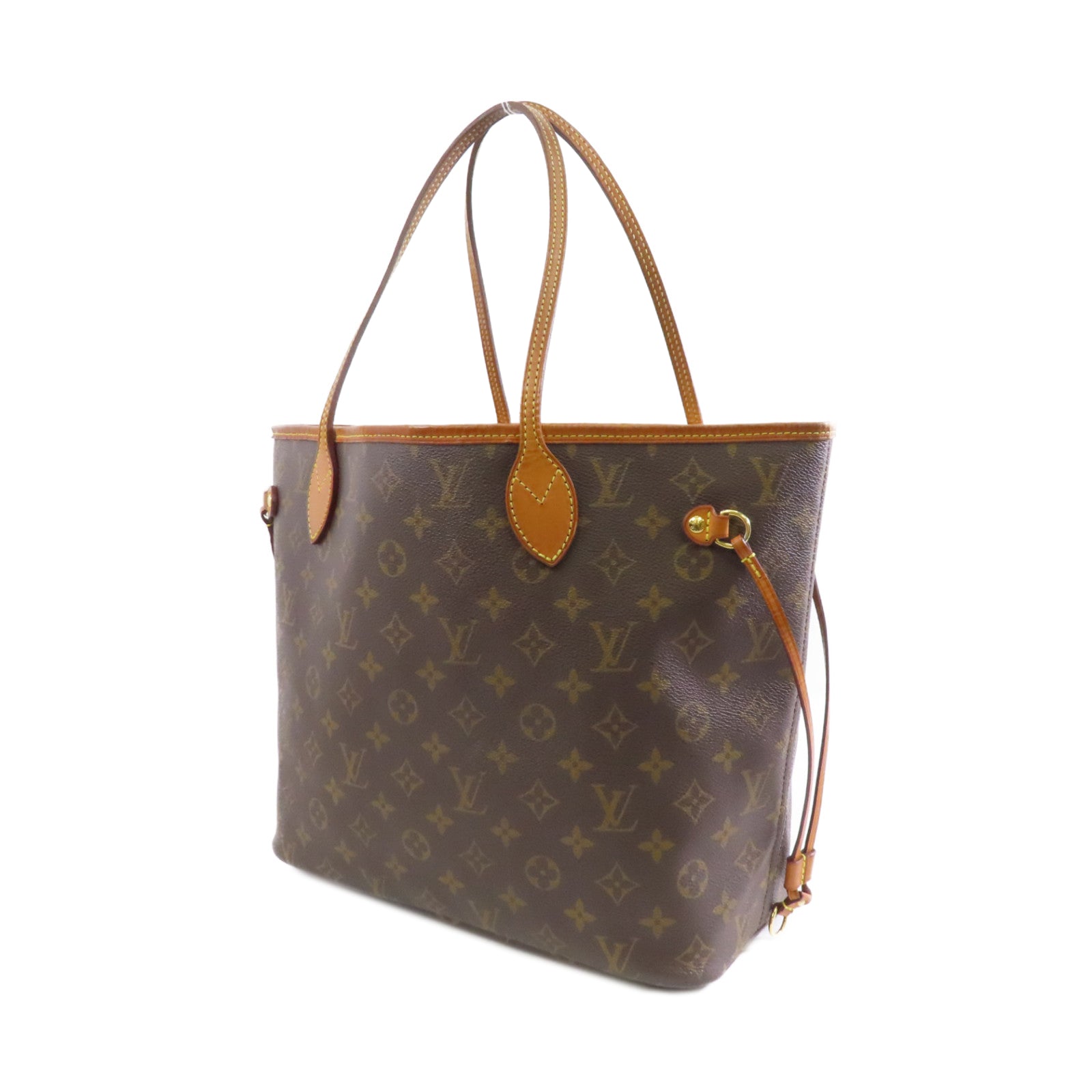 LOUIS VUITTON Monogram Neverfull MM金扣手挽袋啡色
