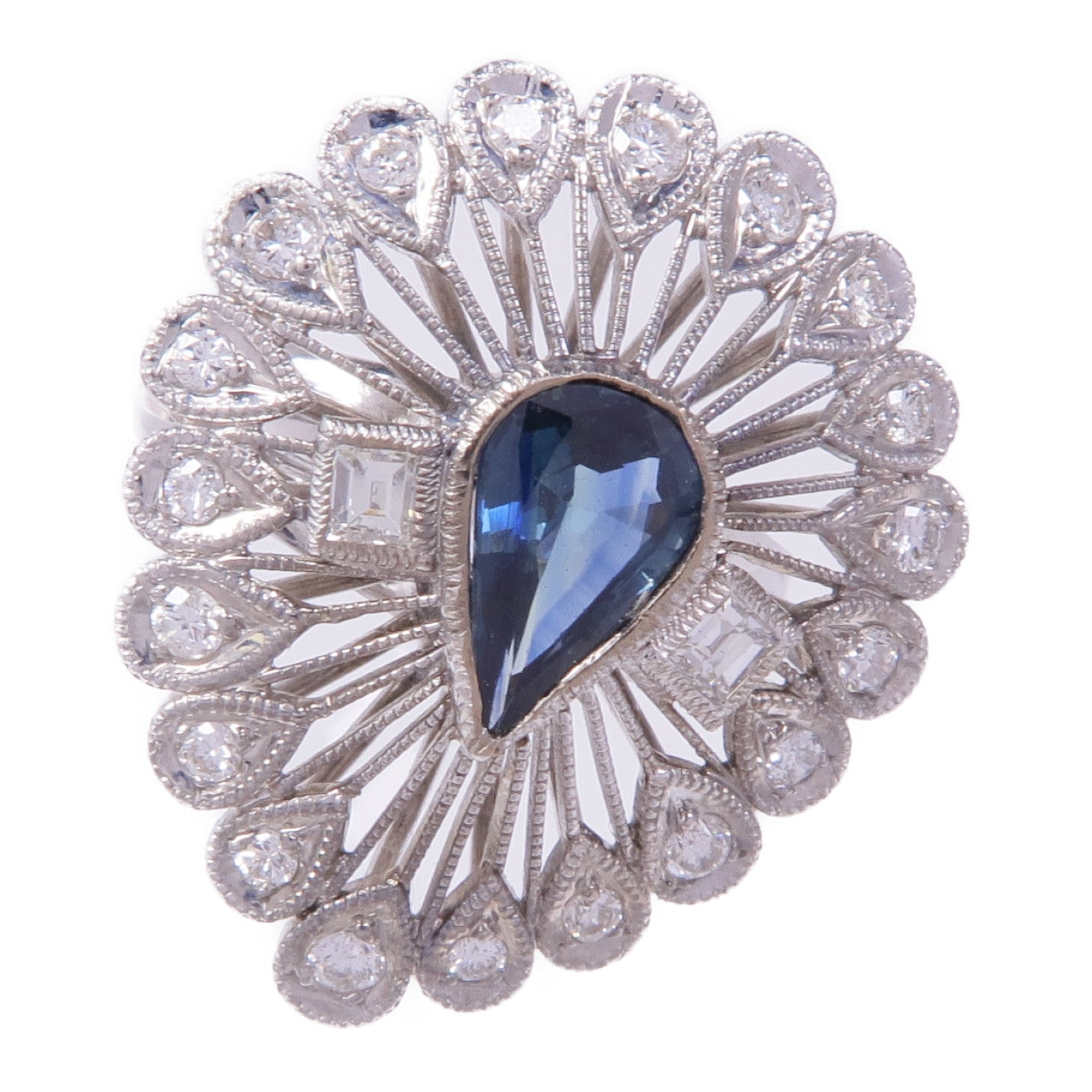 JEWELRY 14K白金Topaz Diamond Ring托帕石/鑽石戒指US#4.75