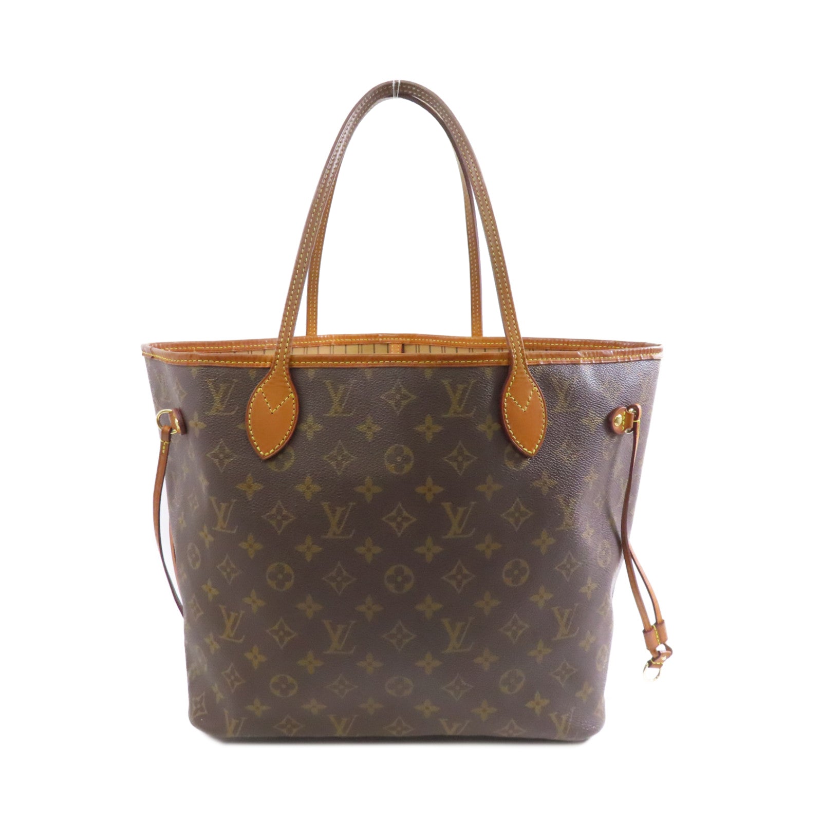 LOUIS VUITTON Monogram Neverfull MM金扣手挽袋啡色