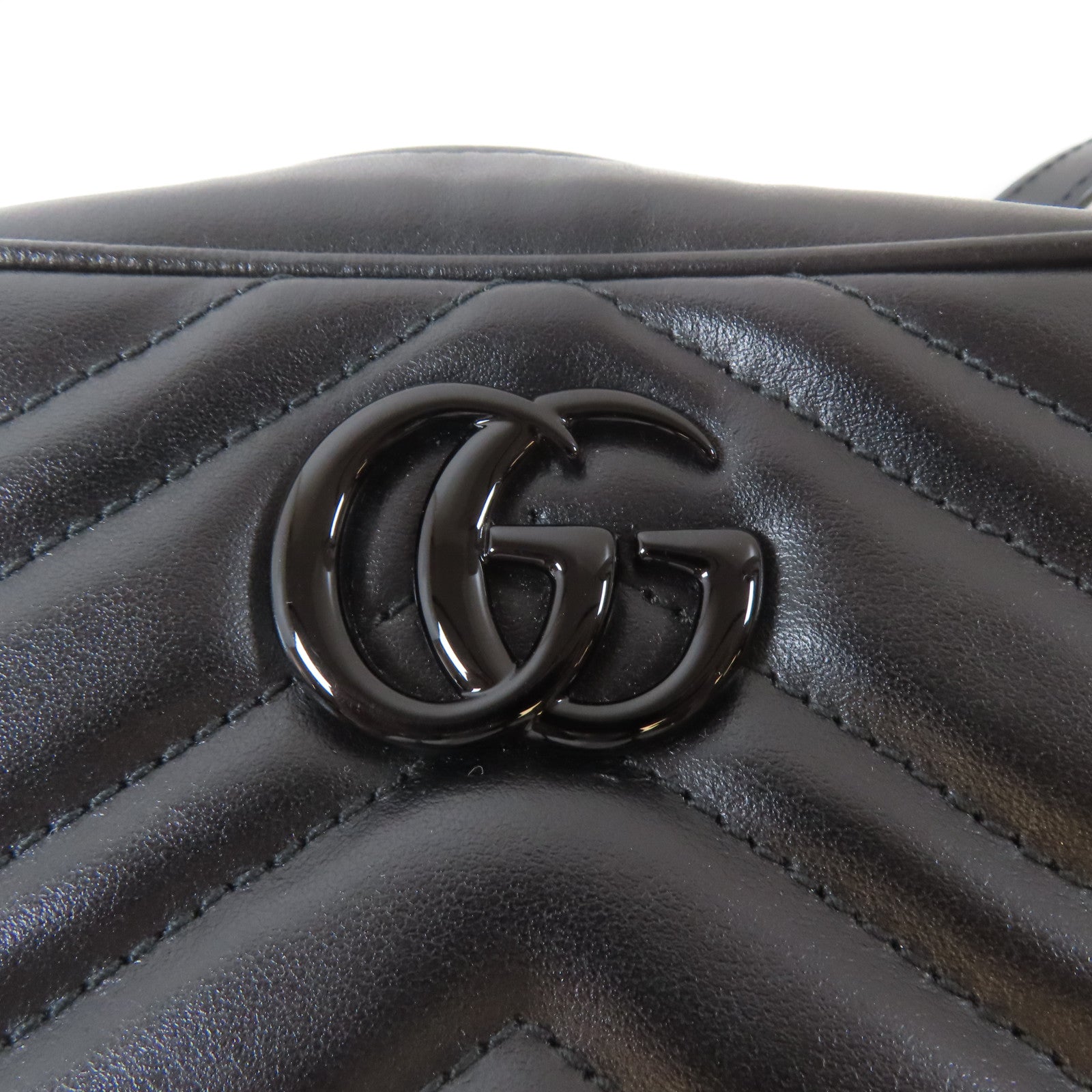 GUCCI 【激減優惠】牛皮皮革Mini GG Marmont黑扣肩背袋黑色