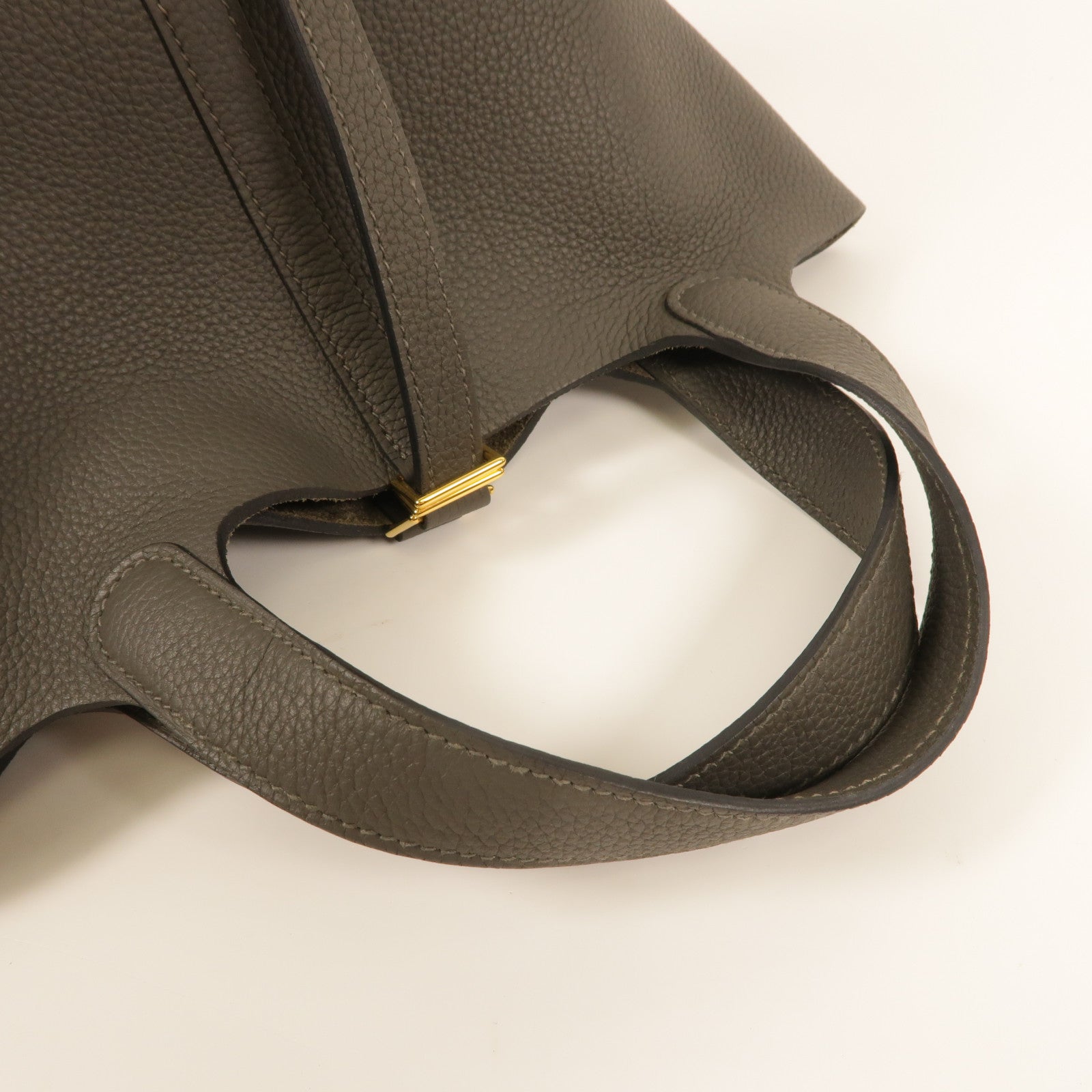 HERMES Clemence皮革Picotin Lock 18金扣手挽袋Gris Meyer