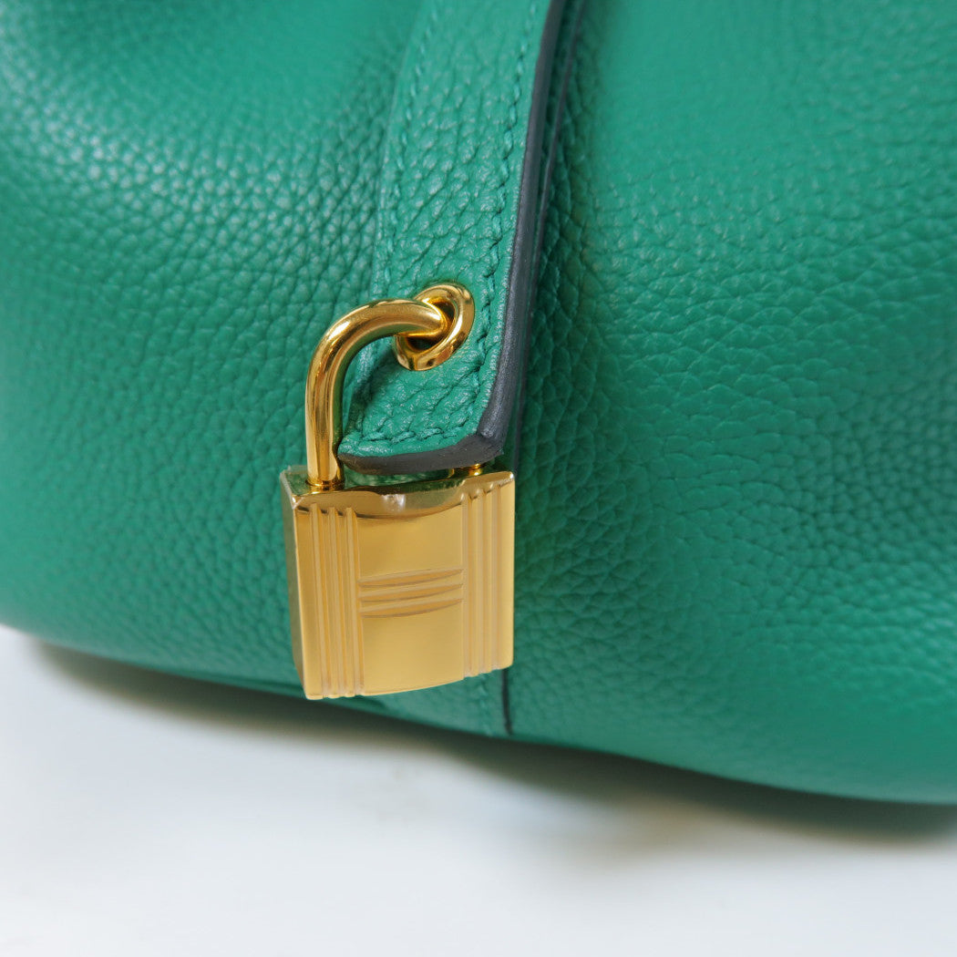 HERMES 【激減優惠】Maurice皮革Picotin MM金扣手挽袋Vert Jade松柏綠色