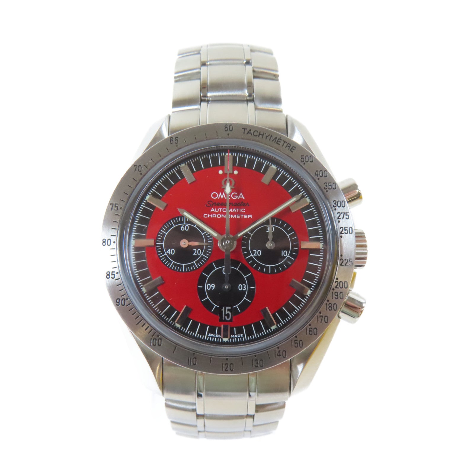 OMEGA Speedmaster不鏽鋼手錶自動機芯紅色