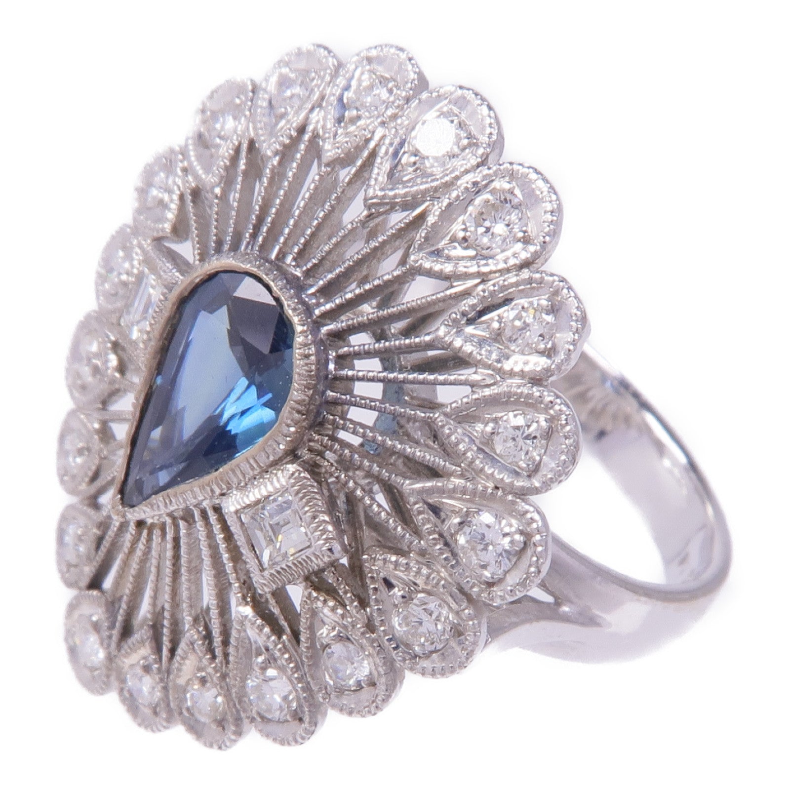 JEWELRY 14K白金Topaz Diamond Ring托帕石/鑽石戒指US#4.75