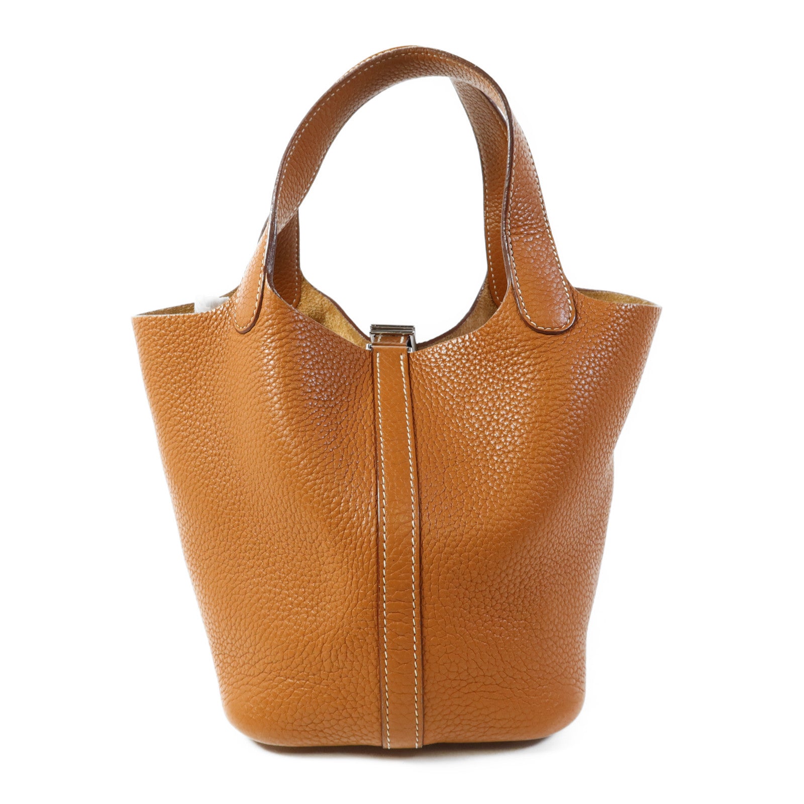 HERMES Clemence皮革Picotin PM銀扣手挽袋Gold