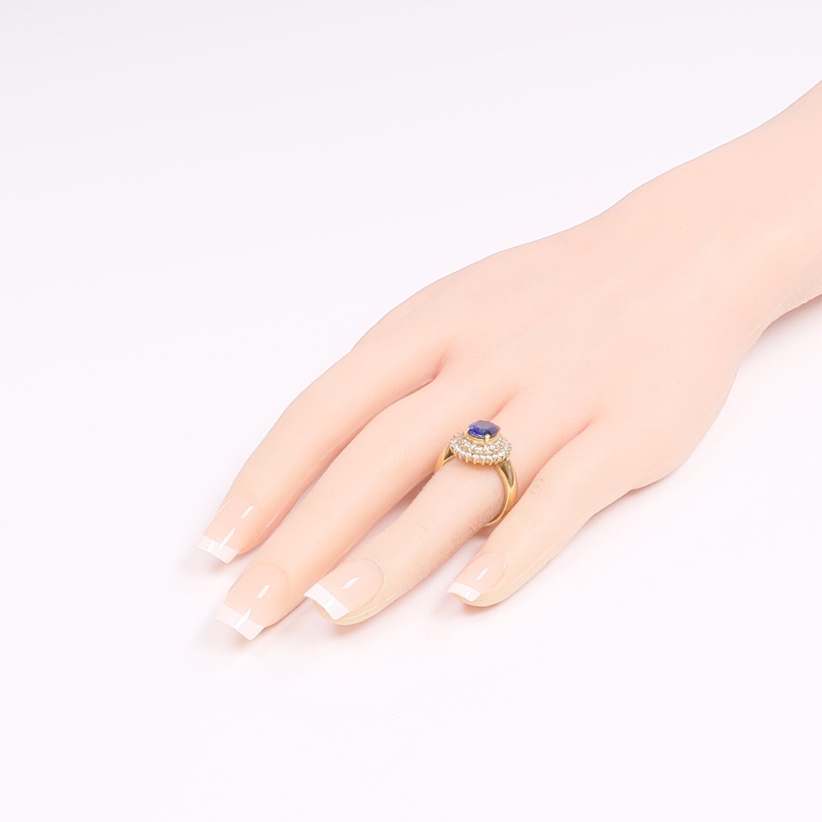 JEWELRY 【激減優惠】18K黃金Sapphire Diamond Ring藍寶石/鑽石戒指US#5.25