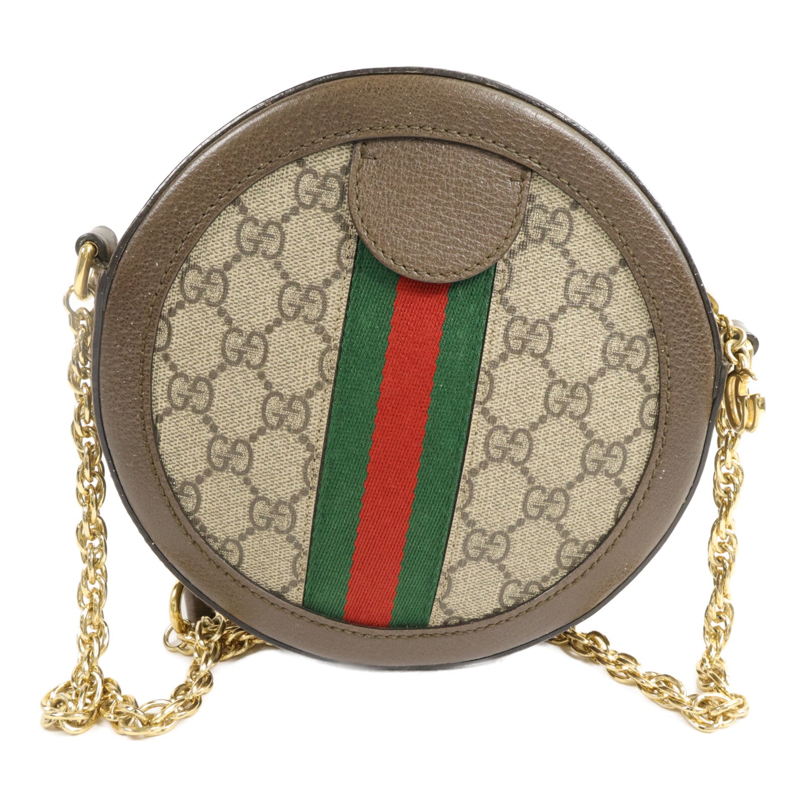 GUCCI 塗層帆布Ophidia Mini GG Round Bag鏈帶肩背袋