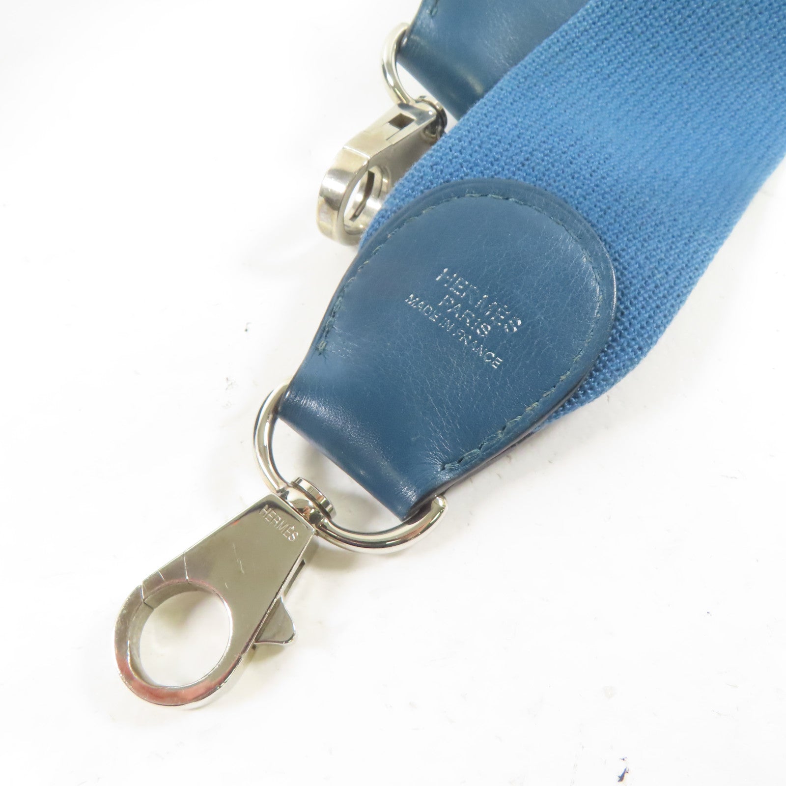 HERMES Swift皮革Toolbox銀扣手挽肩背兩用袋Bleu Agate/藍色