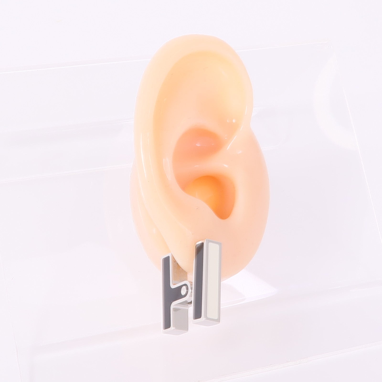 HERMES Habascule Earrings Metal Noir