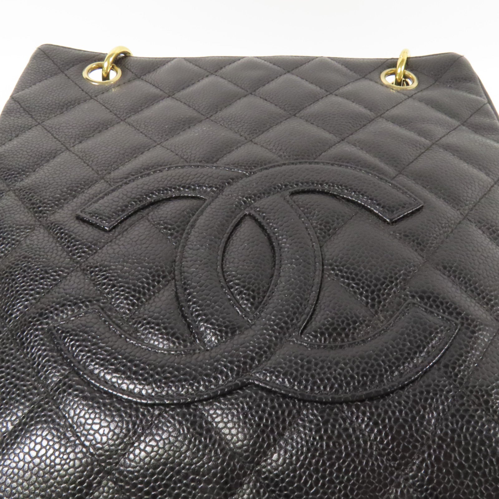 CHANEL 牛皮皮革Petite Shopping Tote金扣鏈帶肩背袋