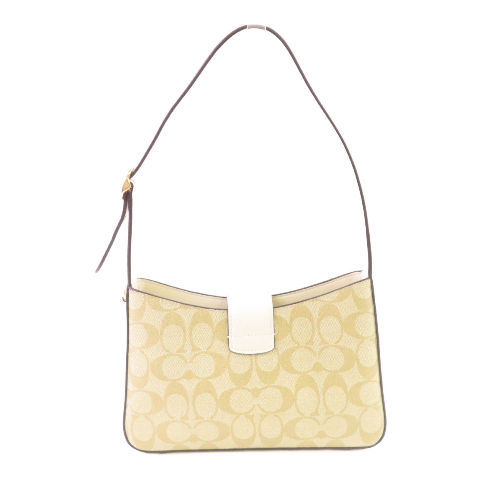 COACH 塗層帆布Eliza Shoulder Bag金扣肩背袋啡色/白色