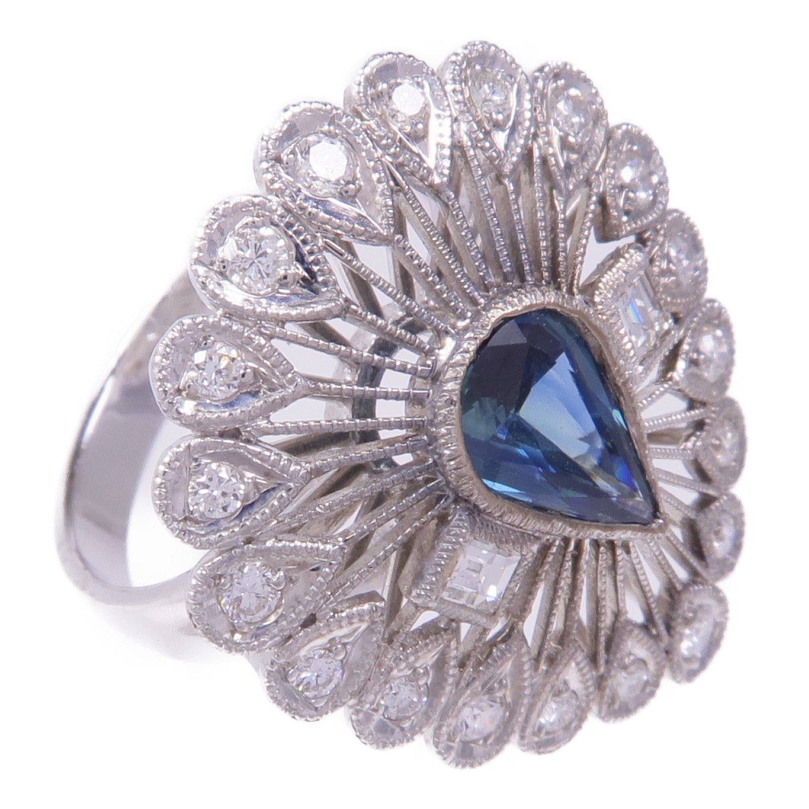 JEWELRY 14K白金Topaz Diamond Ring托帕石/鑽石戒指US#4.75