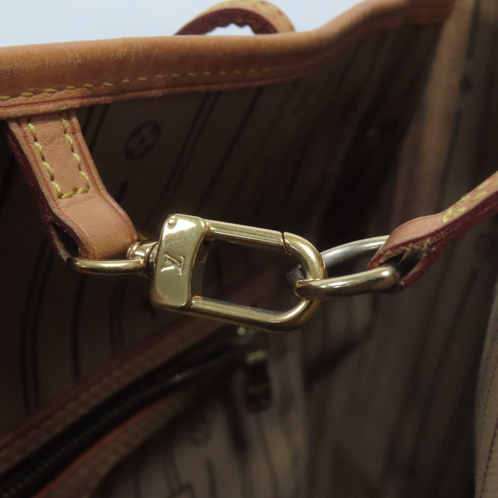 LOUIS VUITTON Monogram Neverfull MM金扣肩背袋啡色