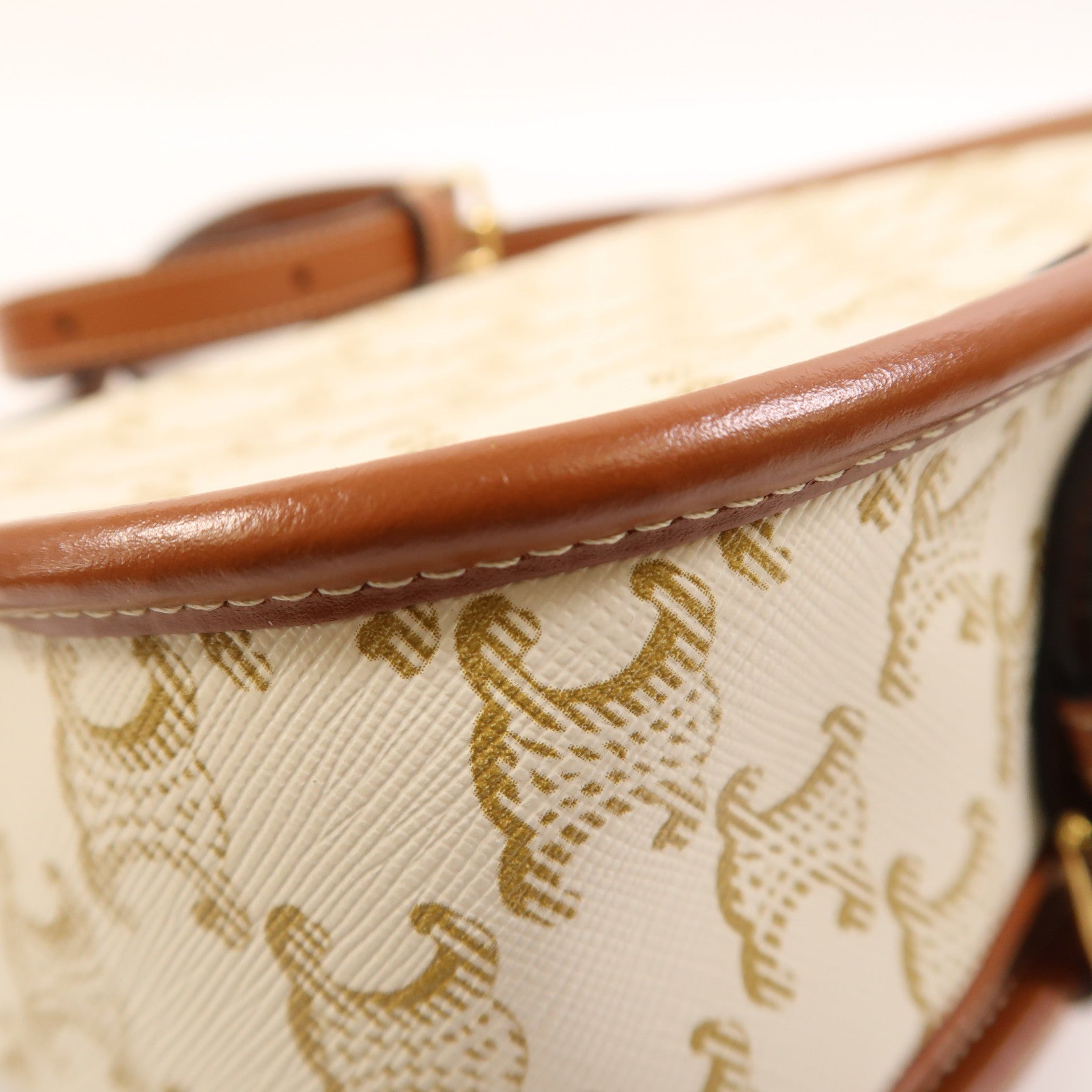 CELINE 塗層帆布Folco Medium金扣肩背袋