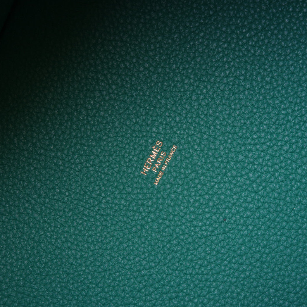 HERMES 【激減優惠】Maurice皮革Picotin MM金扣手挽袋Vert Jade松柏綠色