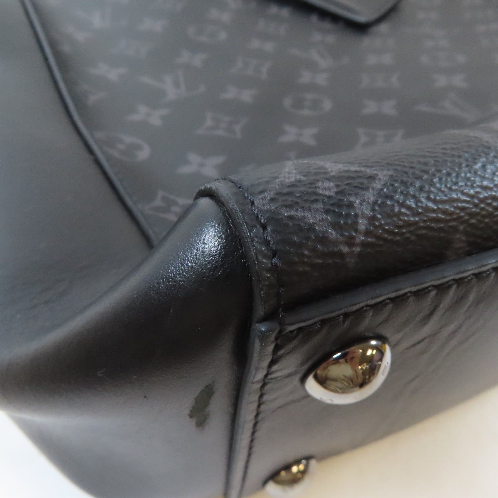 LOUIS VUITTON Monogram Eclipse Grand Sac銀扣手挽袋黑色