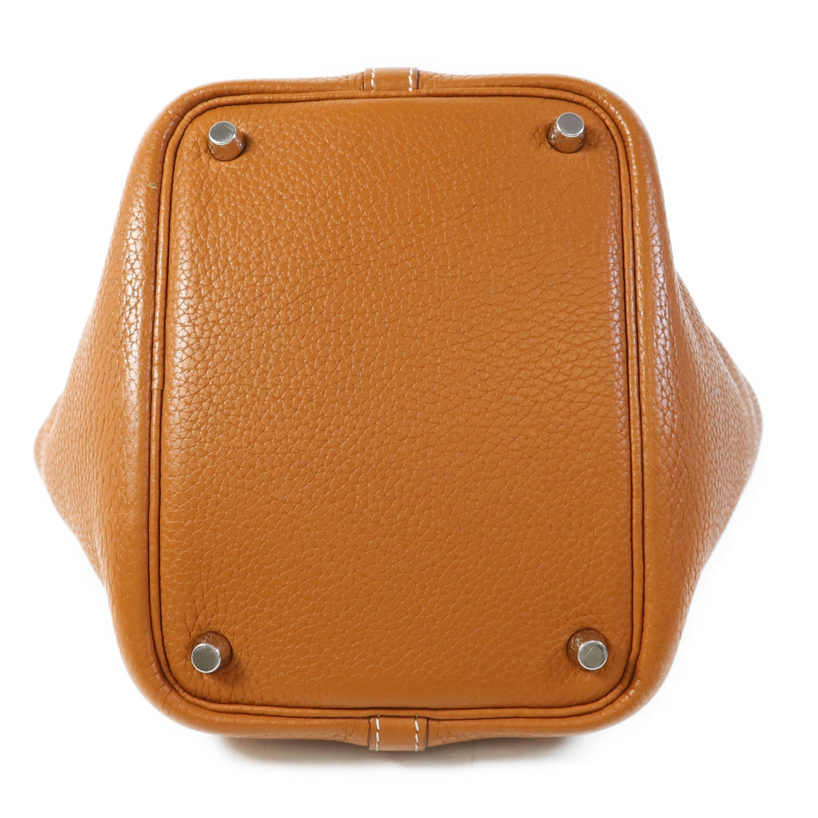 HERMES Clemence皮革Picotin PM銀扣手挽袋Gold