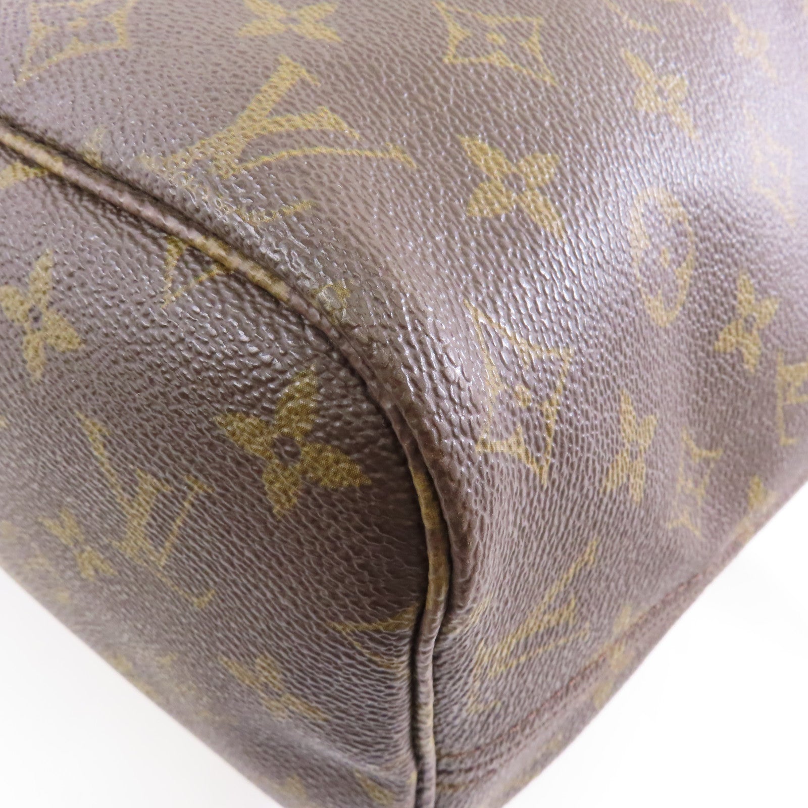 LOUIS VUITTON Monogram Neverfull MM金扣手挽袋啡色