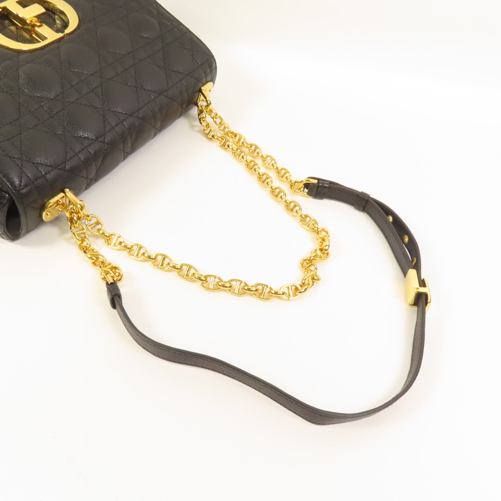 Dior 牛皮皮革Dior Caro Medium金扣鏈帶肩背袋