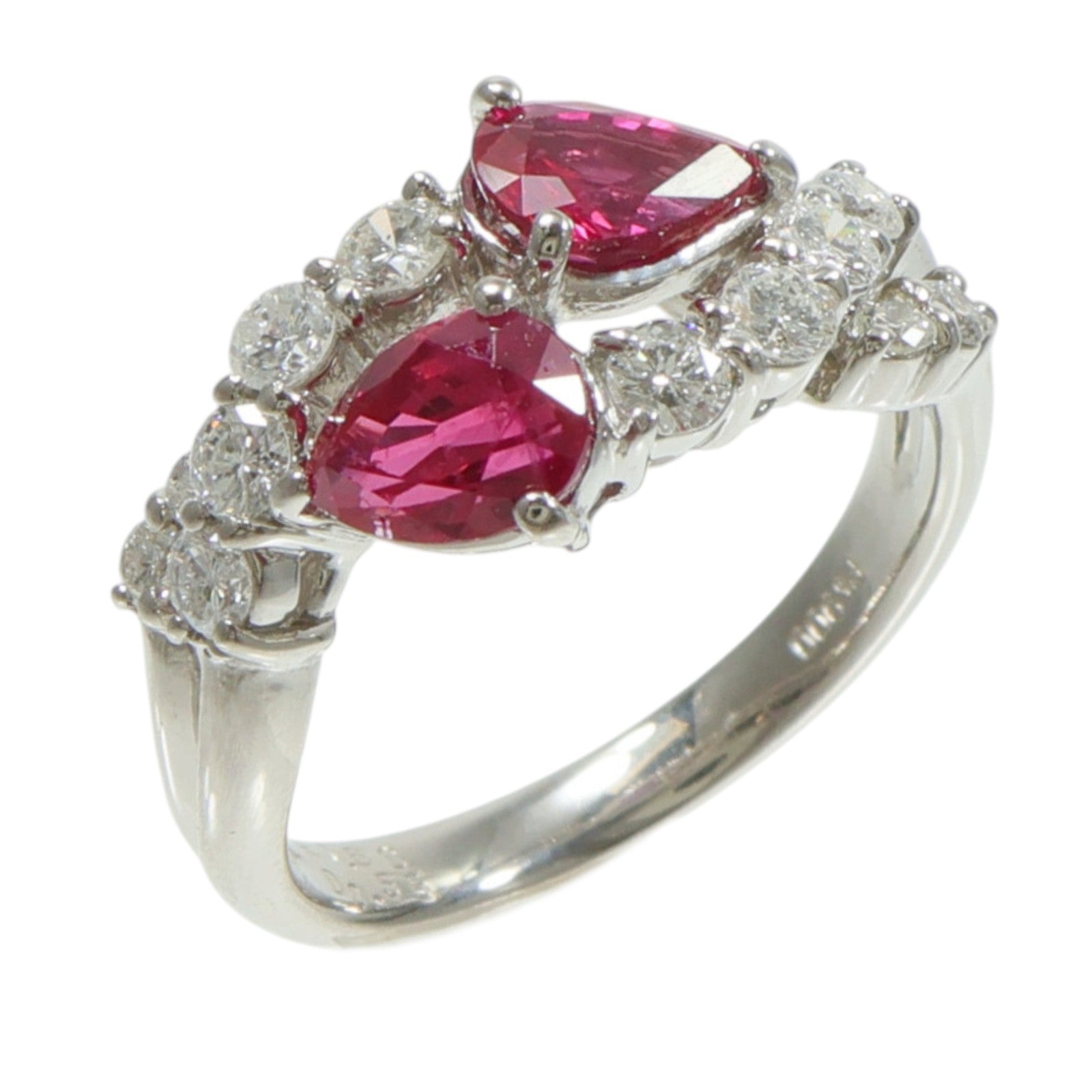 JEWELRY PT900鉑金Ruby Diamond Ring紅寶石/鑽石戒指