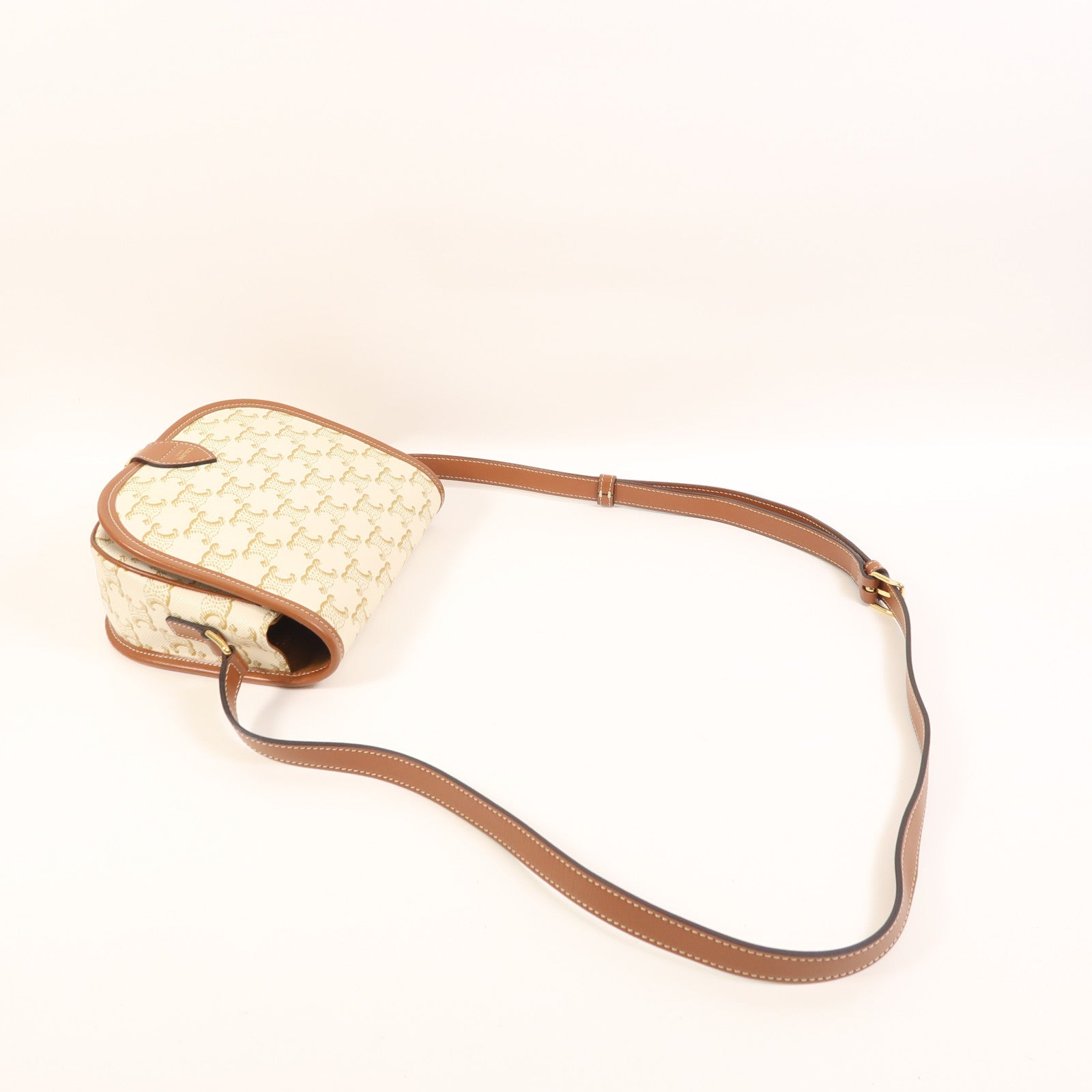 CELINE 塗層帆布Folco Medium金扣肩背袋