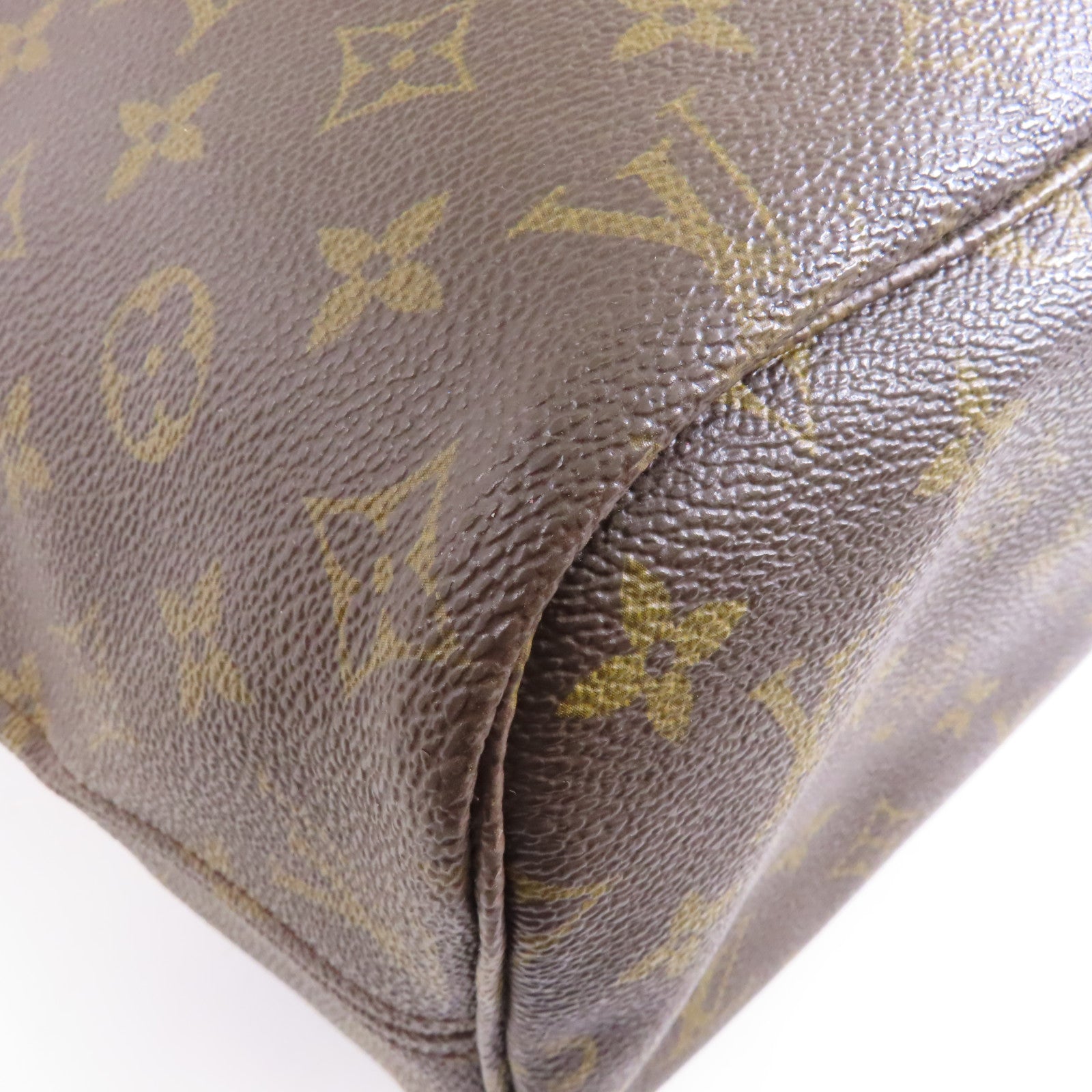 LOUIS VUITTON Monogram Neverfull MM金扣手挽袋啡色