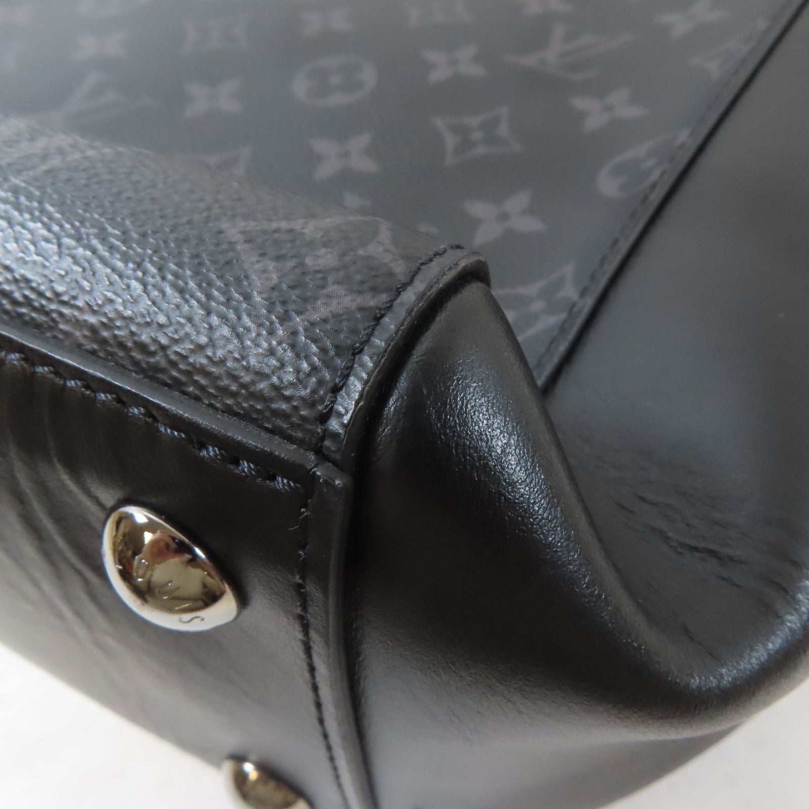 LOUIS VUITTON Monogram Eclipse Grand Sac銀扣手挽袋黑色