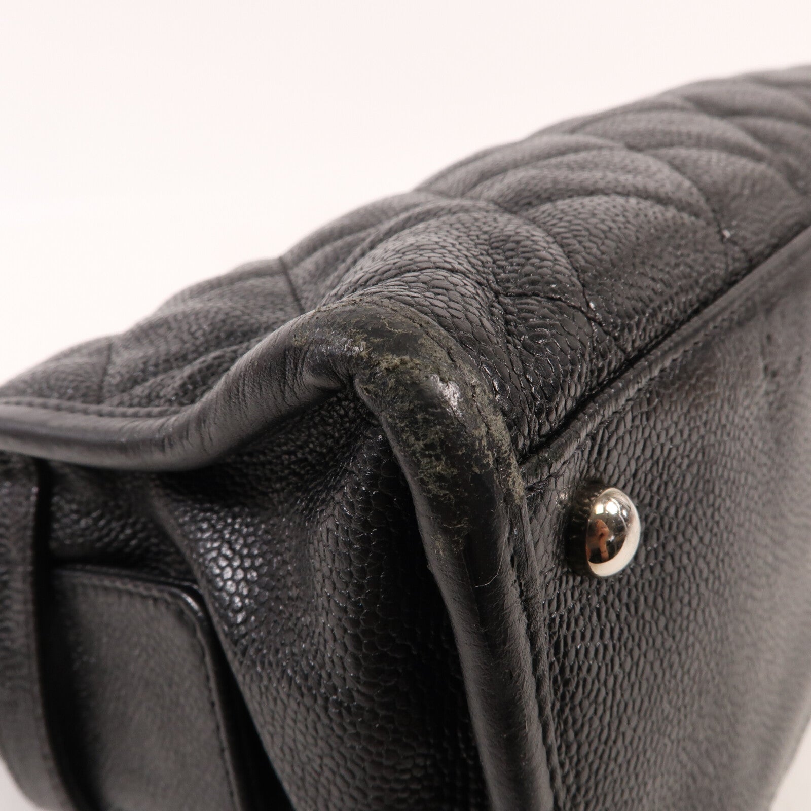 CHANEL 牛皮皮革Chain Shoulder銀扣鏈帶肩背袋