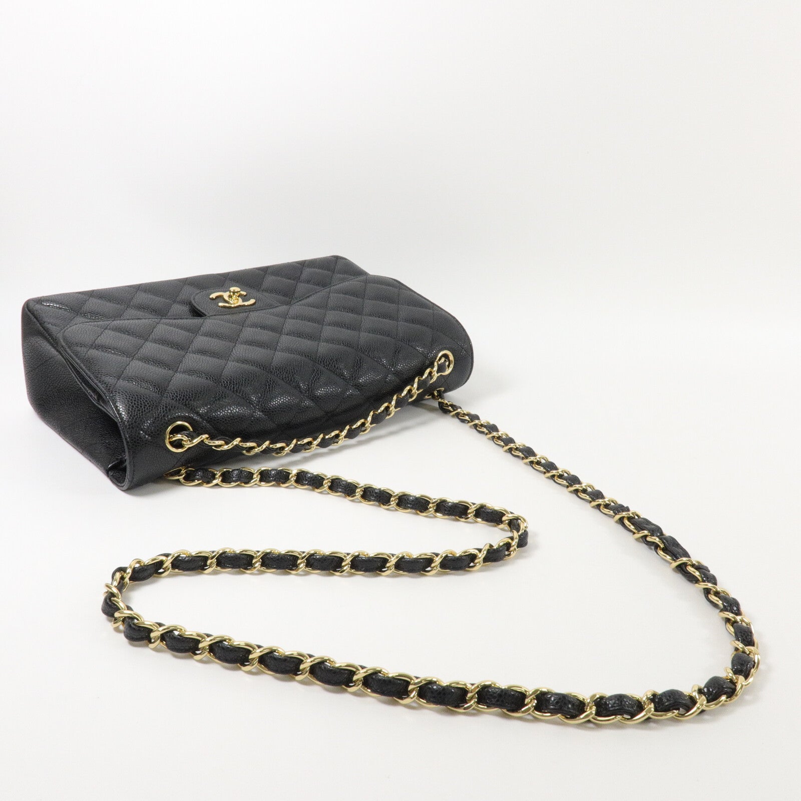 CHANEL 牛皮皮革Large Classic鏈帶肩背袋