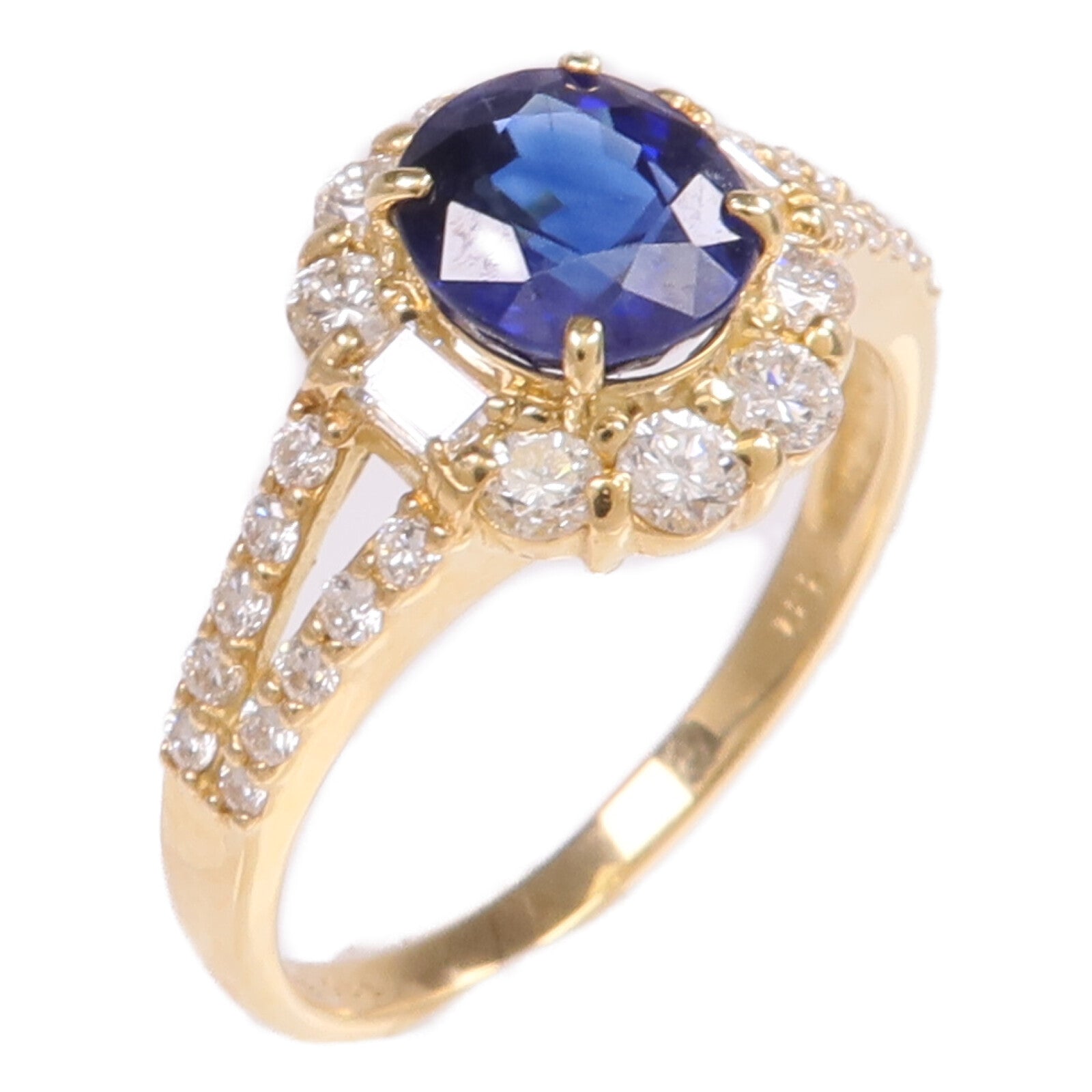 JEWELRY 【激減優惠】18K黃金Sapphire Diamond Ring藍寶石/鑽石戒指US#5.75