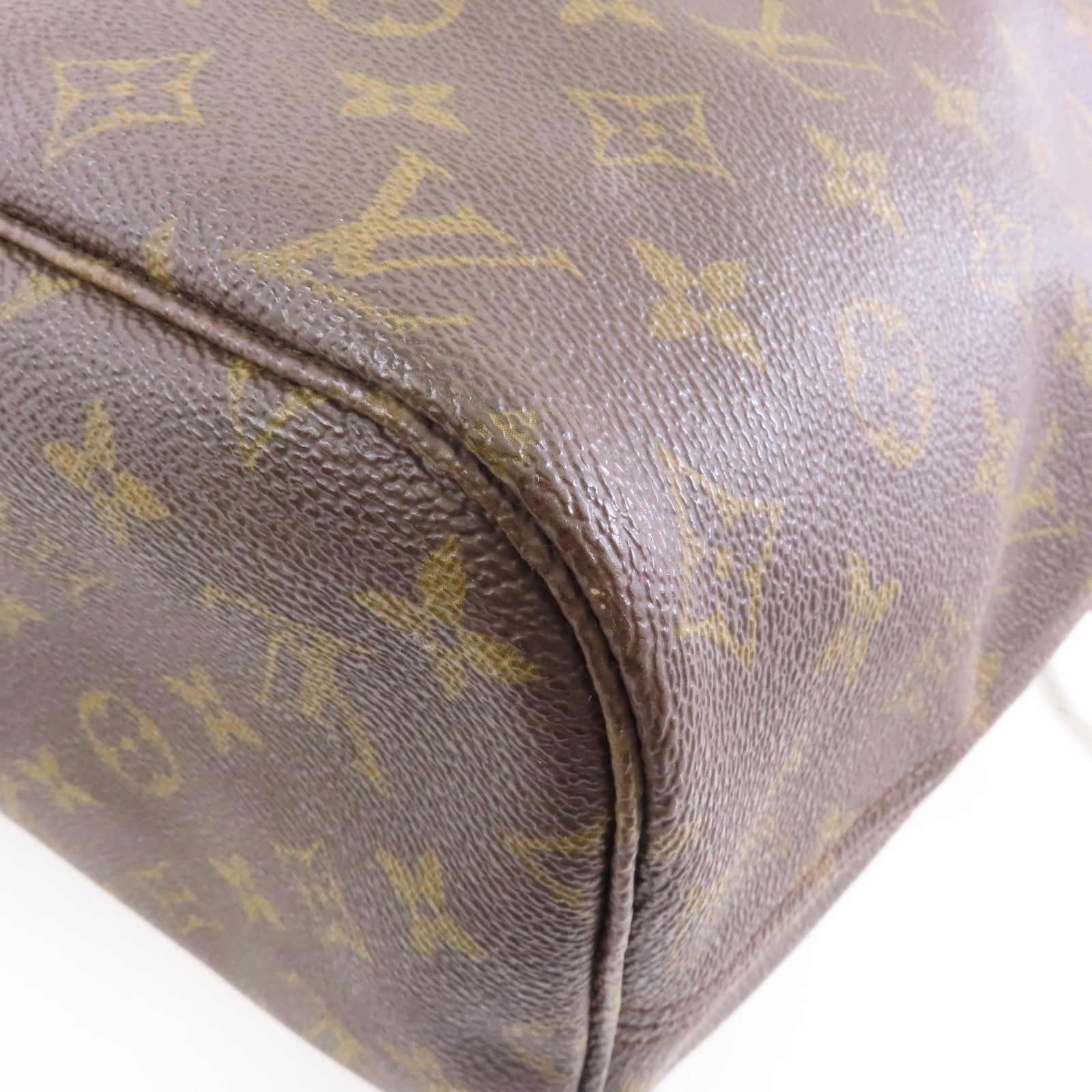 LOUIS VUITTON Monogram Neverfull MM金扣手挽袋啡色