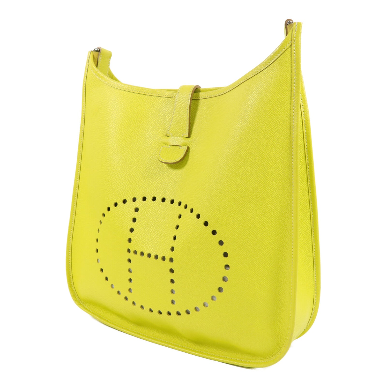 HERMES Epsom皮革Evelyne GM肩背袋Lime