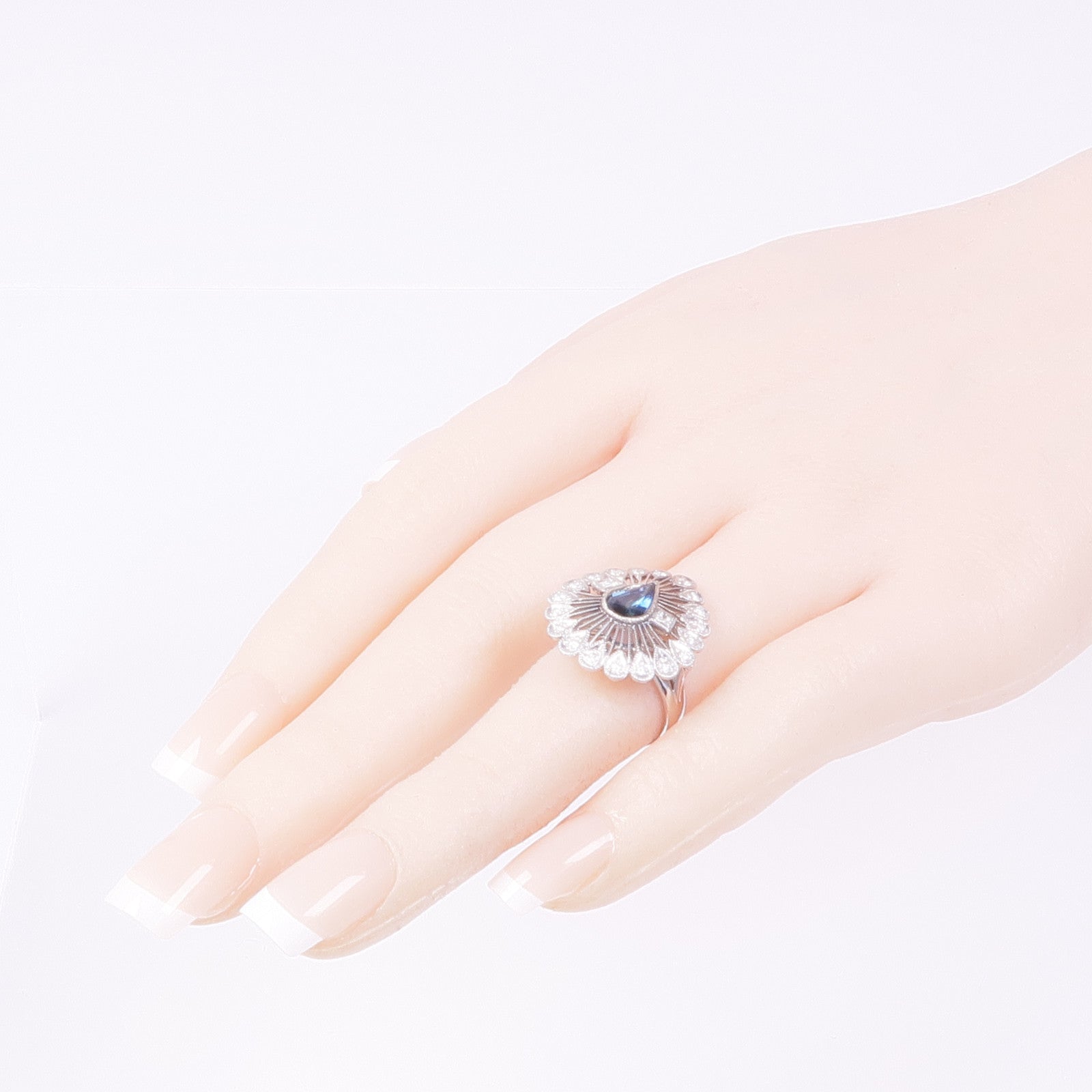 JEWELRY 14K白金Topaz Diamond Ring托帕石/鑽石戒指US#4.75