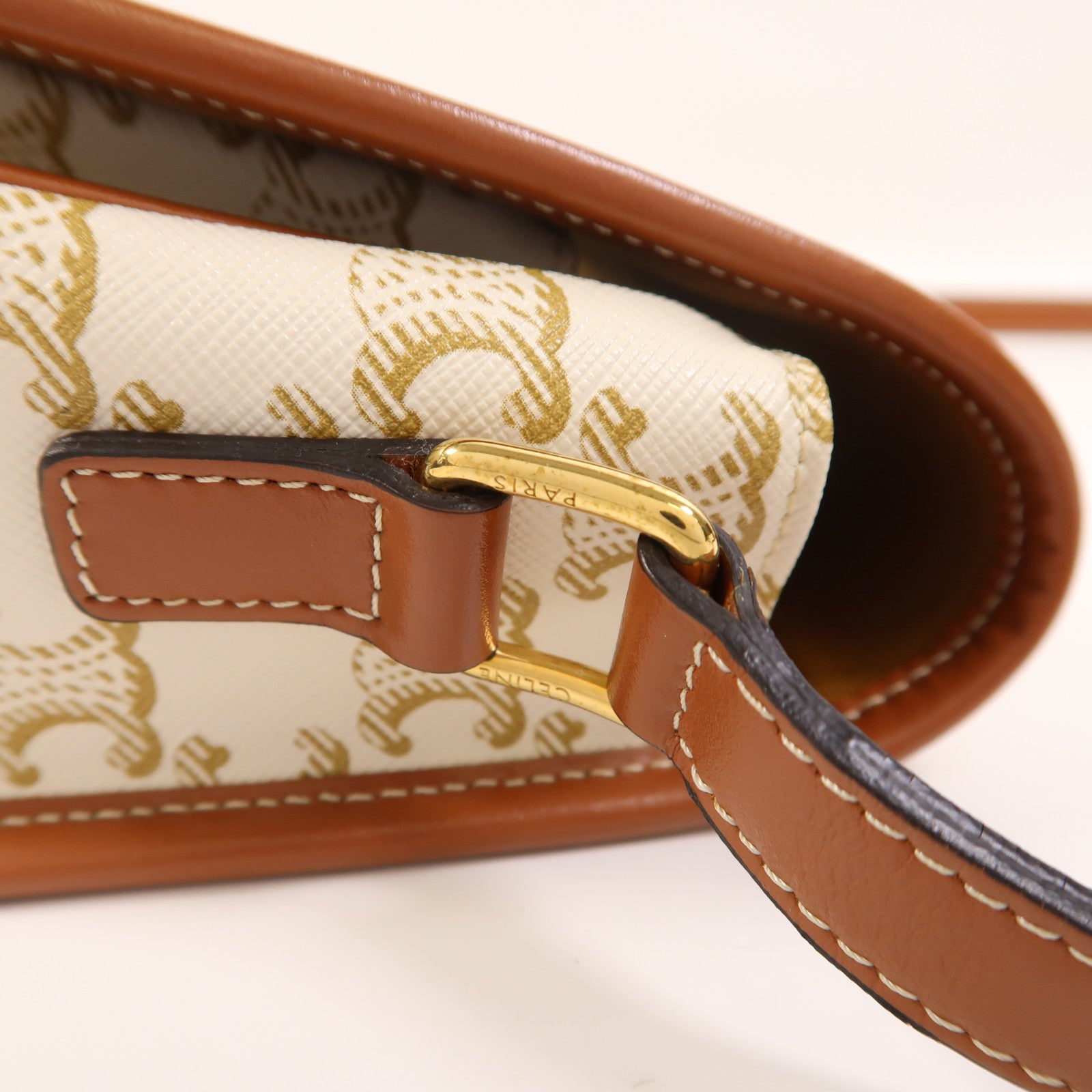 CELINE 塗層帆布Folco Medium金扣肩背袋