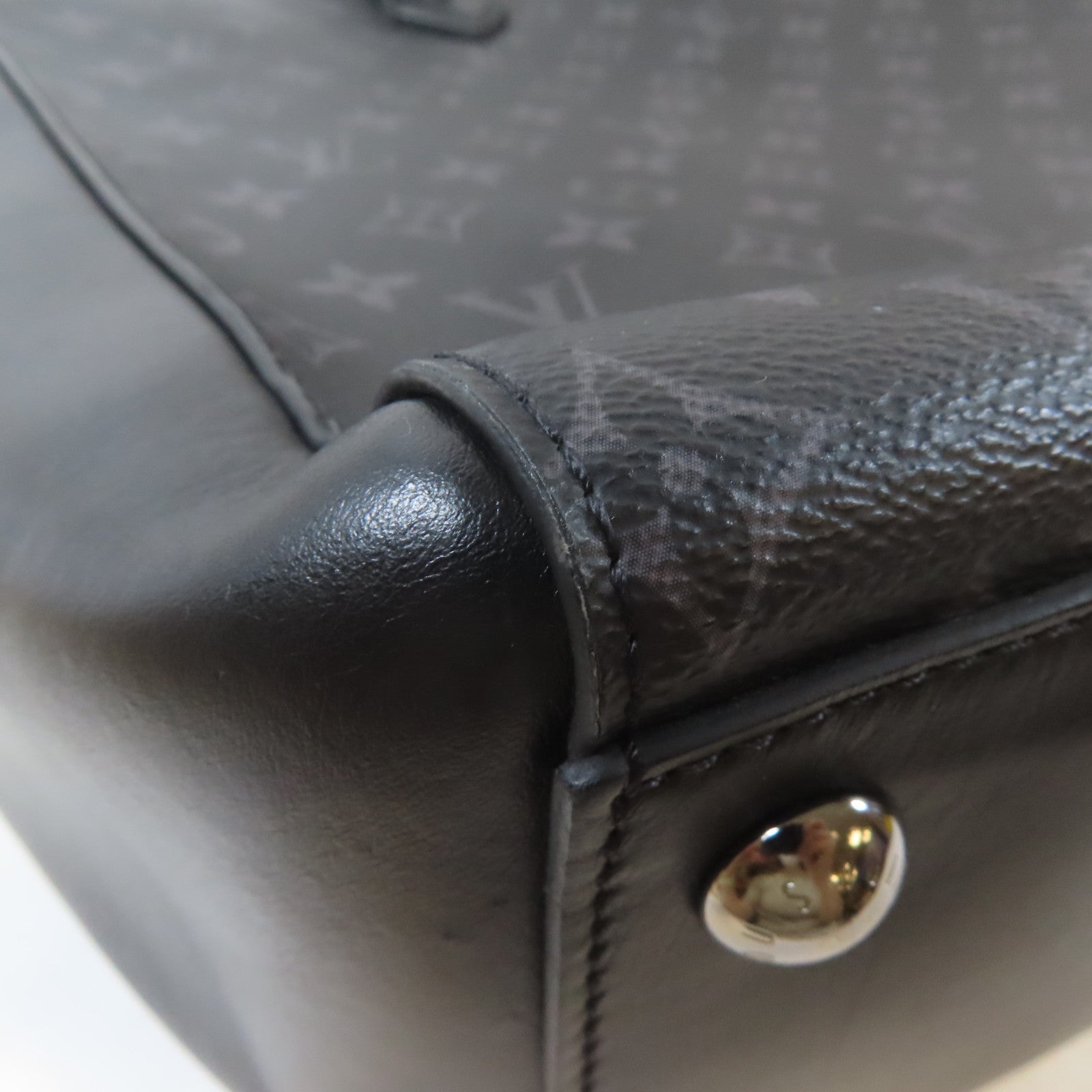 LOUIS VUITTON Monogram Eclipse Grand Sac銀扣手挽袋黑色