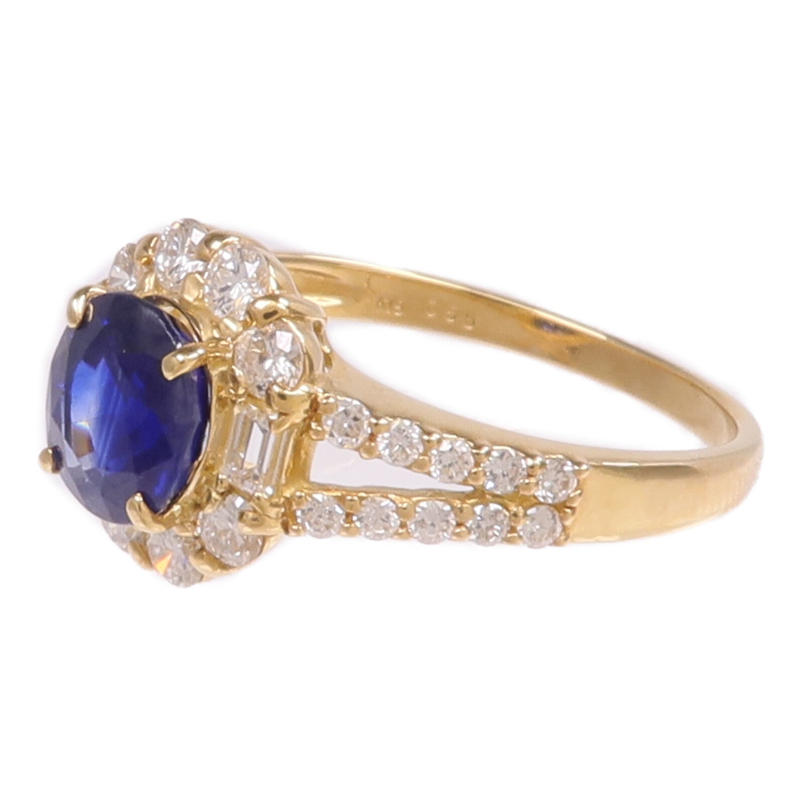 JEWELRY 【激減優惠】18K黃金Sapphire Diamond Ring藍寶石/鑽石戒指US#5.75