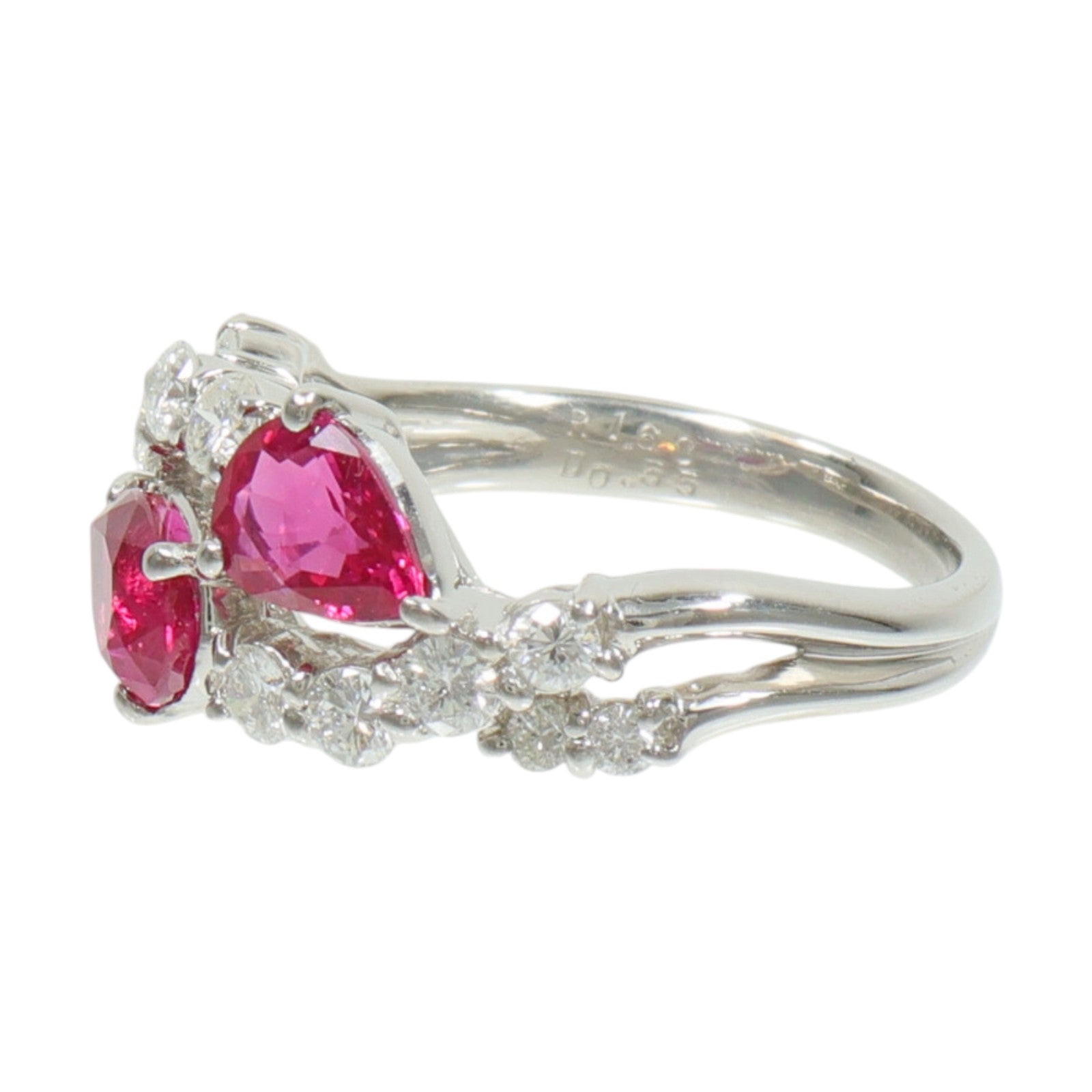 JEWELRY PT900鉑金Ruby Diamond Ring紅寶石/鑽石戒指