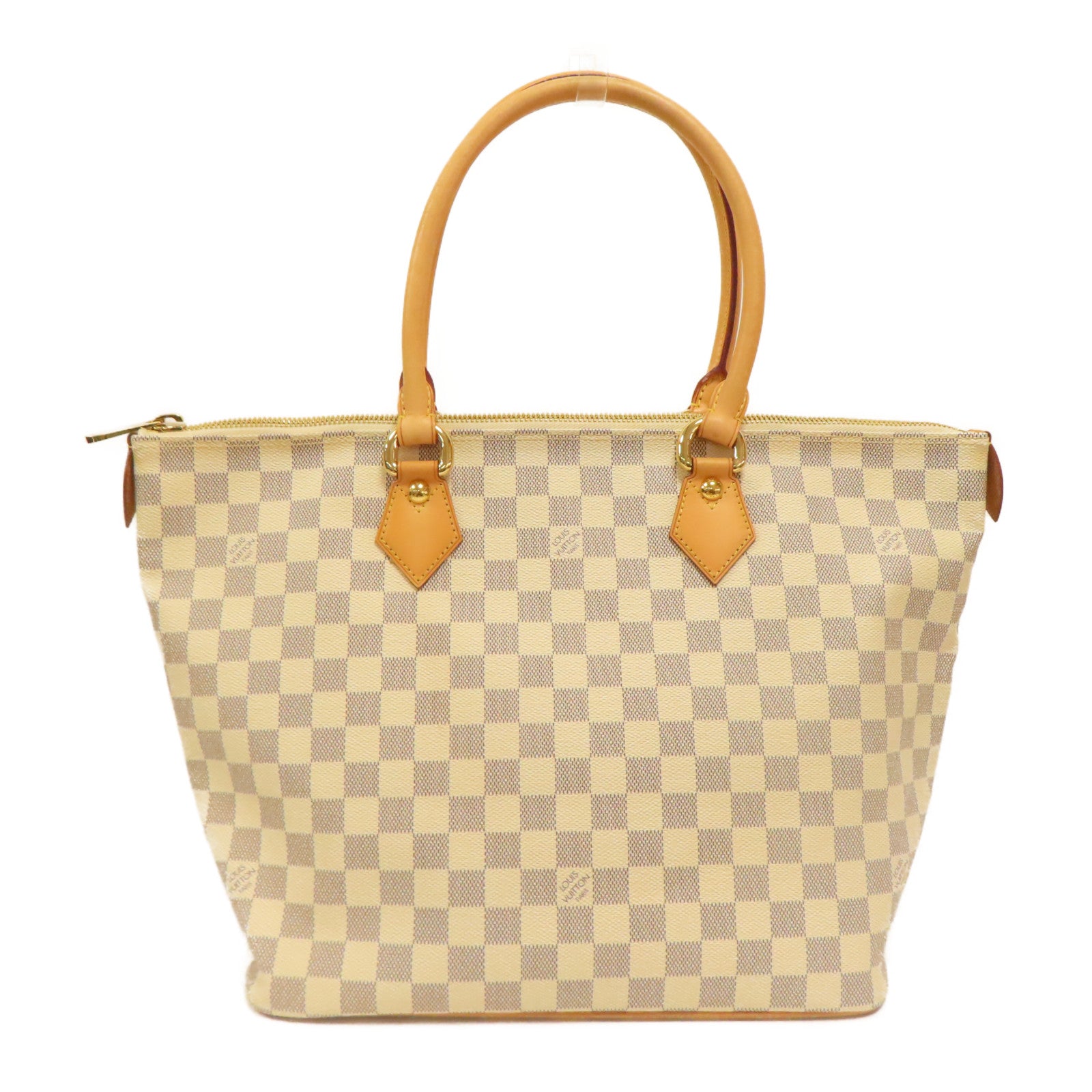 LOUIS VUITTON 【激減優惠】Damier Azur Saleya MM金扣手挽袋白色