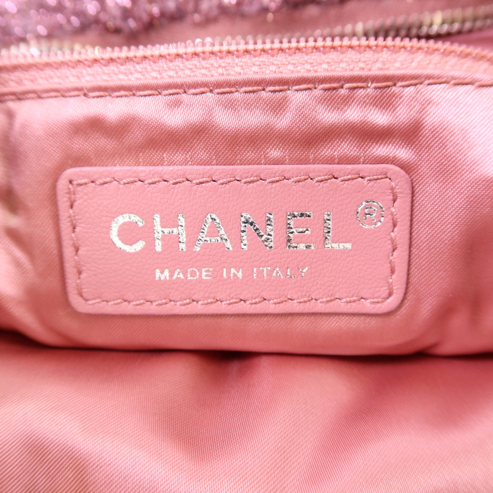 CHANEL 針織布料Shoulder Bag銀扣鏈帶肩背袋