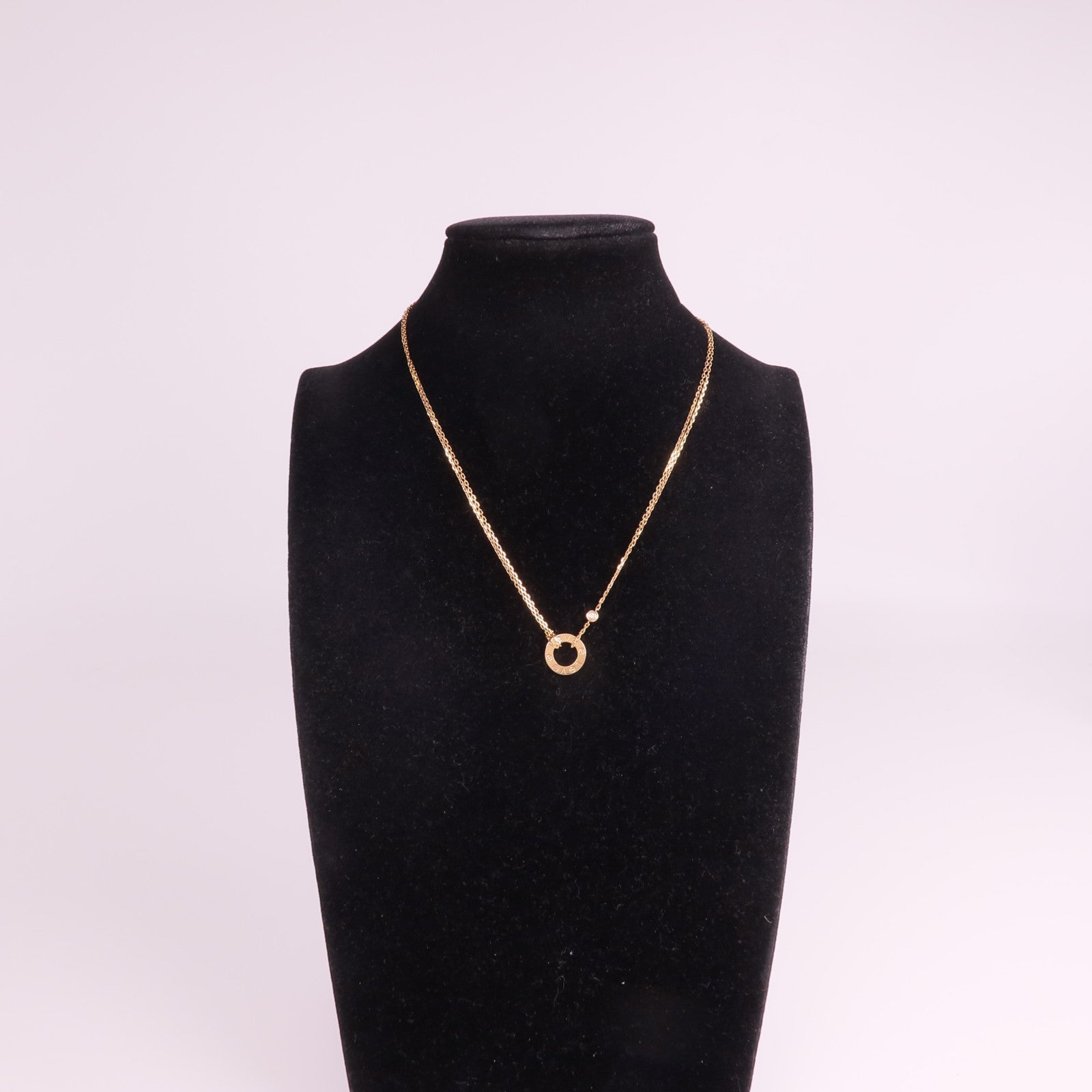 CARTIER 18K玫瑰金Love Diamond Necklace鑽石項鍊
