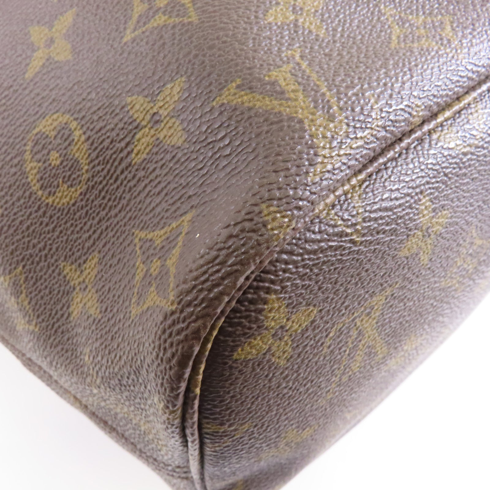 LOUIS VUITTON Monogram Neverfull MM金扣手挽袋啡色