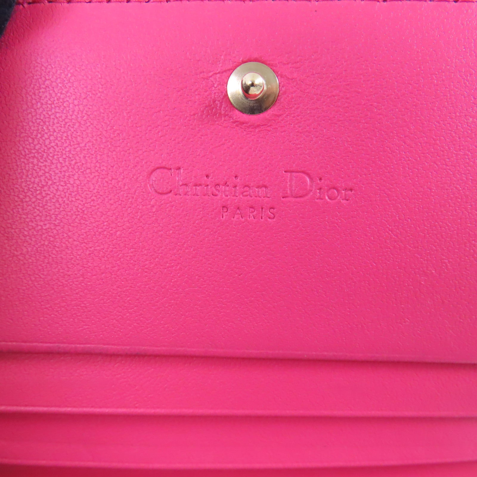 Dior 牛皮皮革Mini Lady Dior Gardenia Wallet金扣短錢包粉紅色
